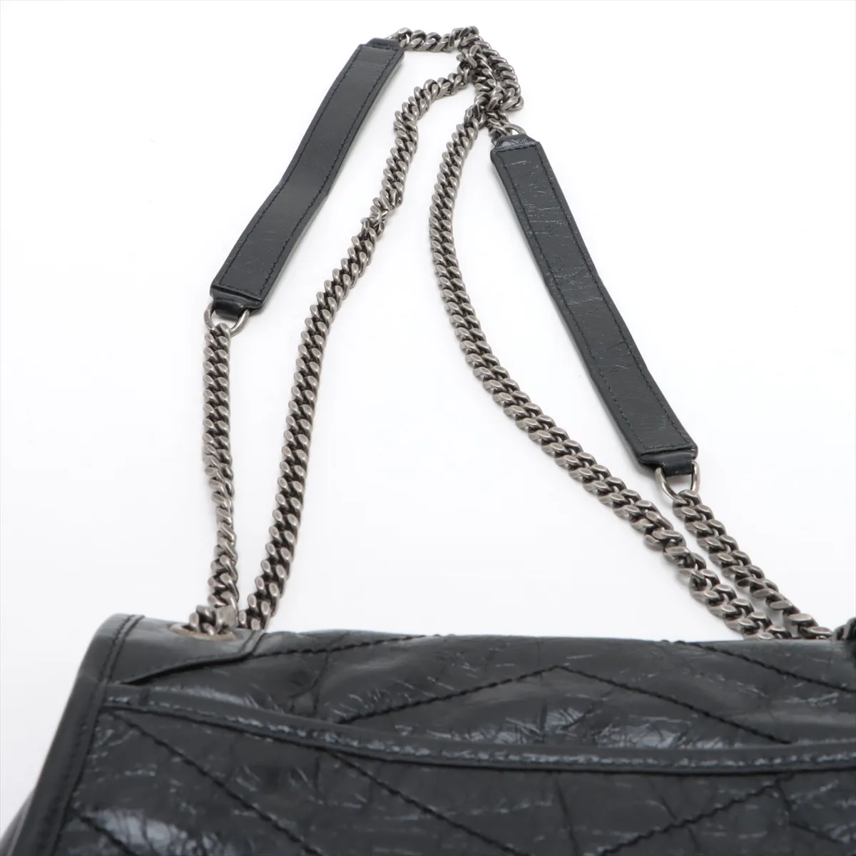Niki Baby Leather Chain Shoulder Bag, Black 633160 — view 6