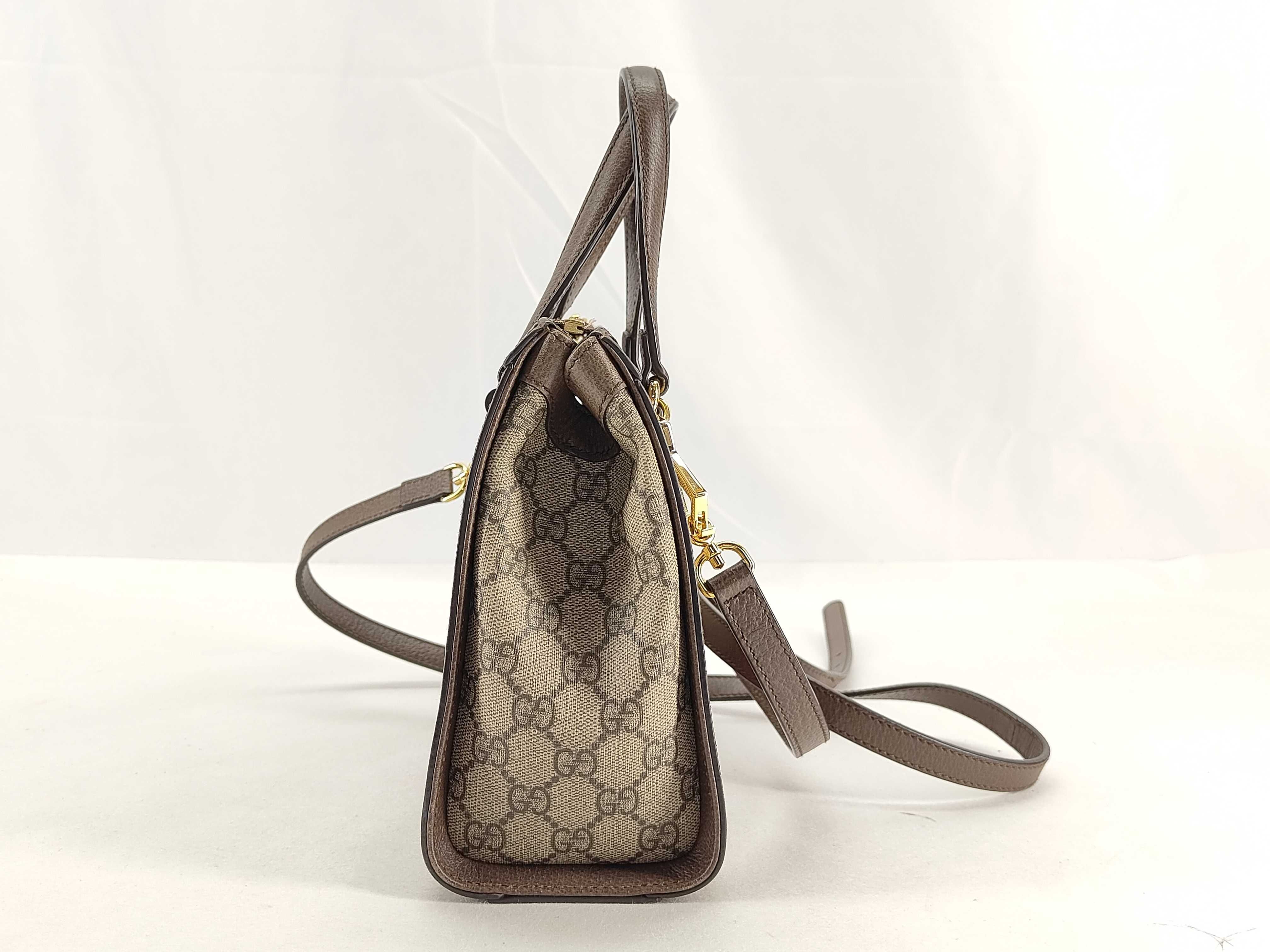 GG Supreme Ophidia PVC x Leather 2-Way Handbag, Beige x Brown, 547551 (Handbag) — view 3