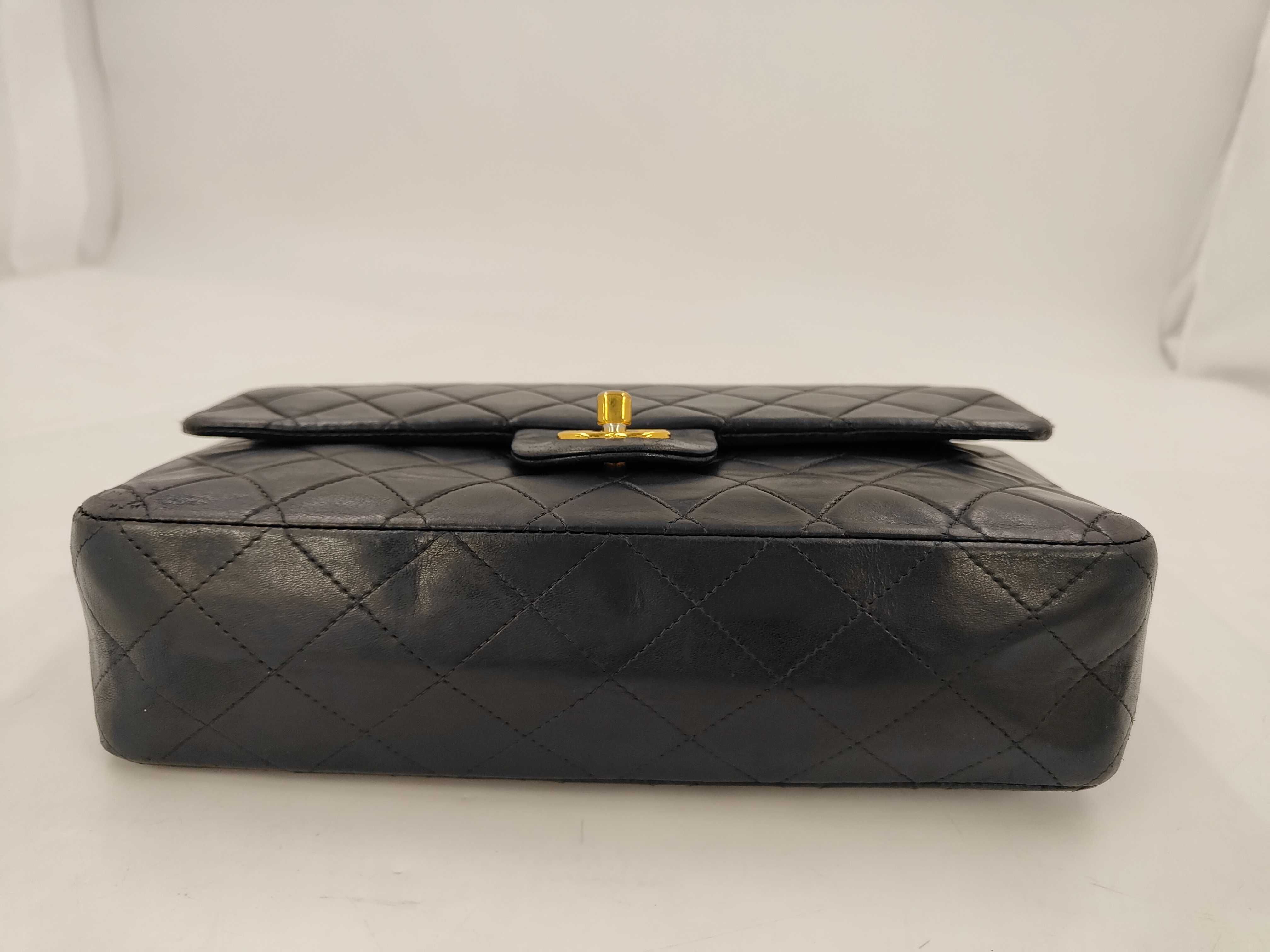 Matelassé Double Flap 25 Lambskin Leather Bag with Gold Hardware, Black, Serial Number 6, Chain Shoulder Bag — view 3