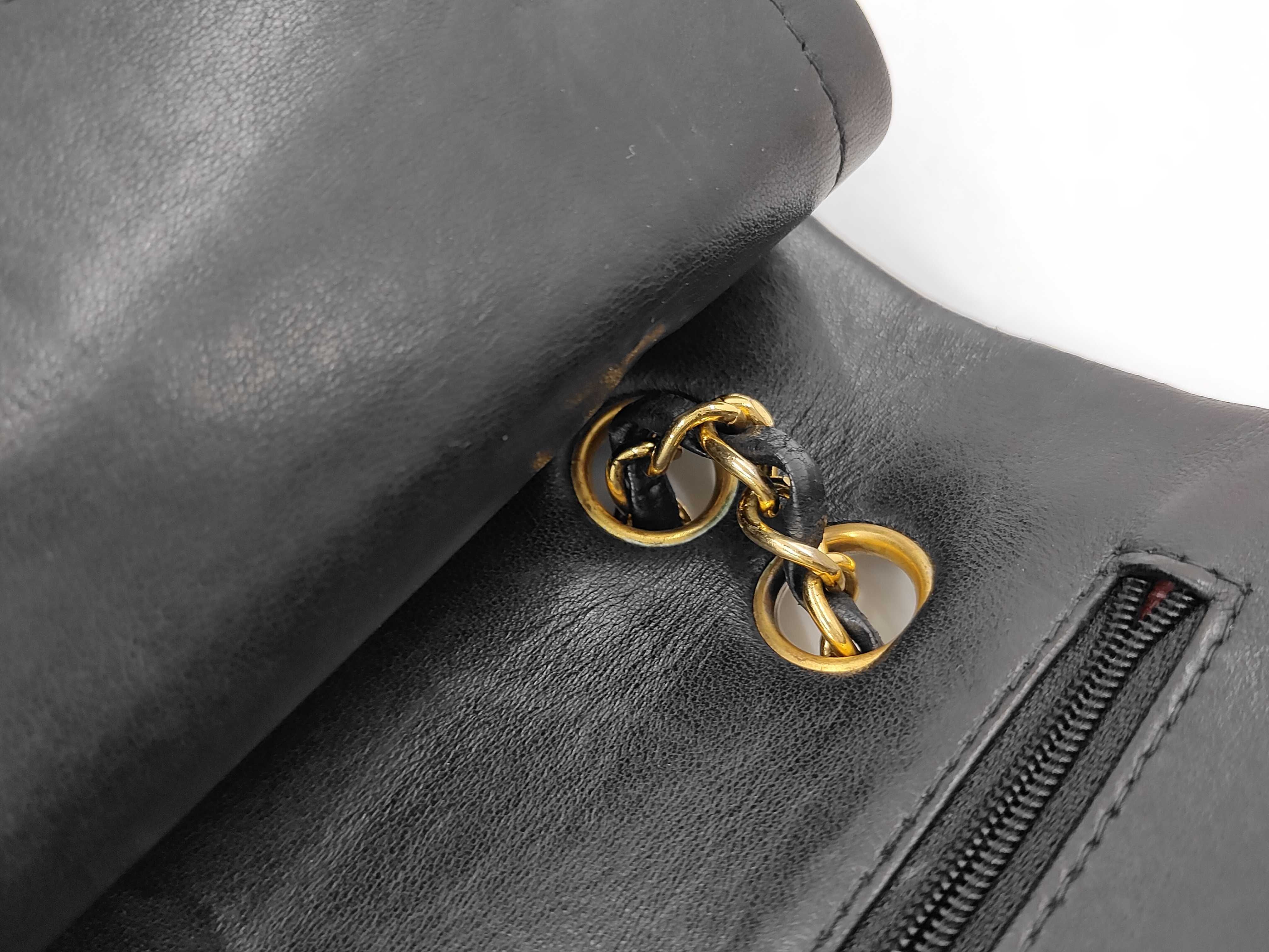 Matelassé Double Flap 25 Lambskin Leather Bag with Gold Hardware, Black, Serial Number 6, Chain Shoulder Bag — view 7