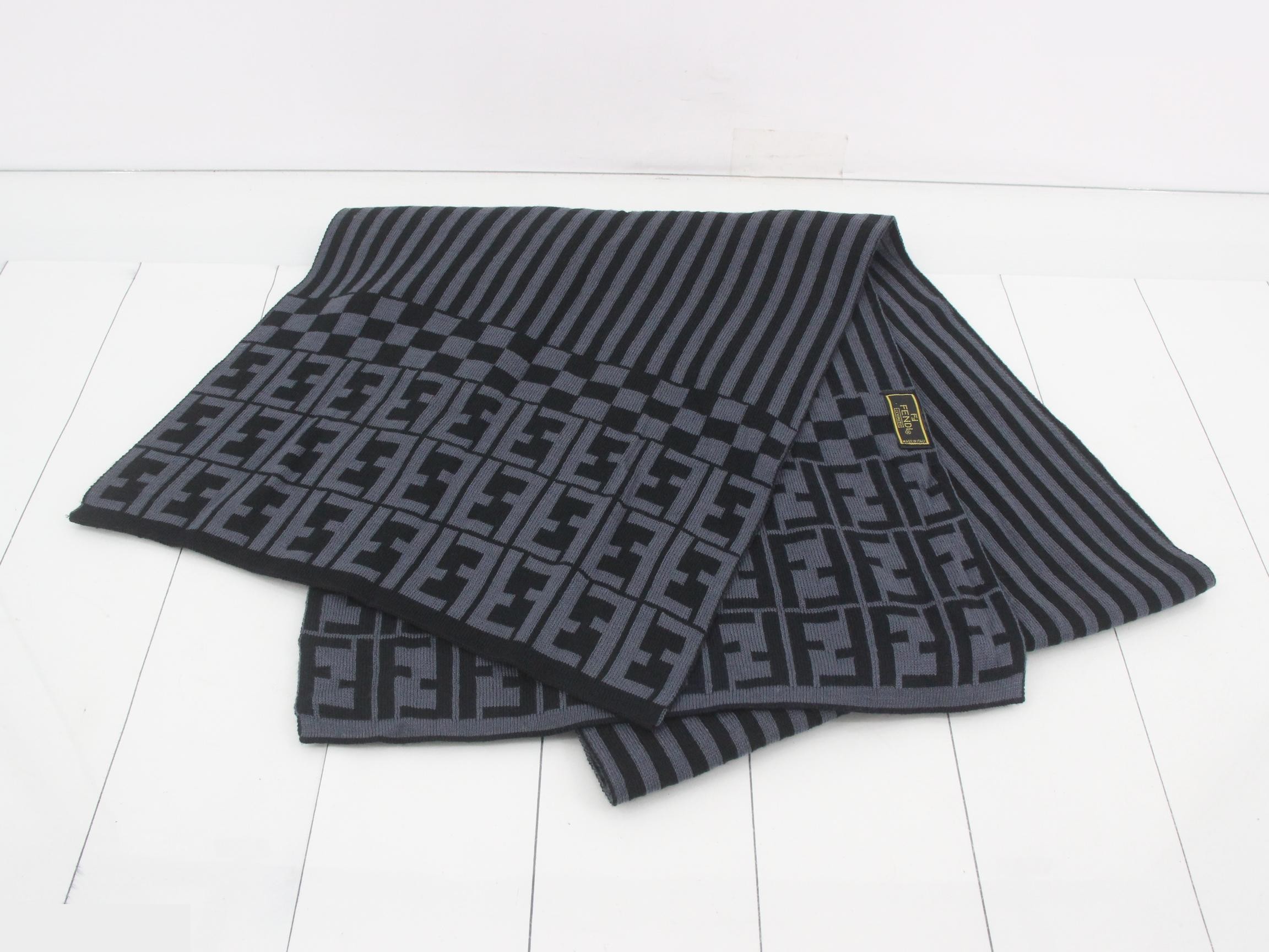 scarf, gray x navy — view 2