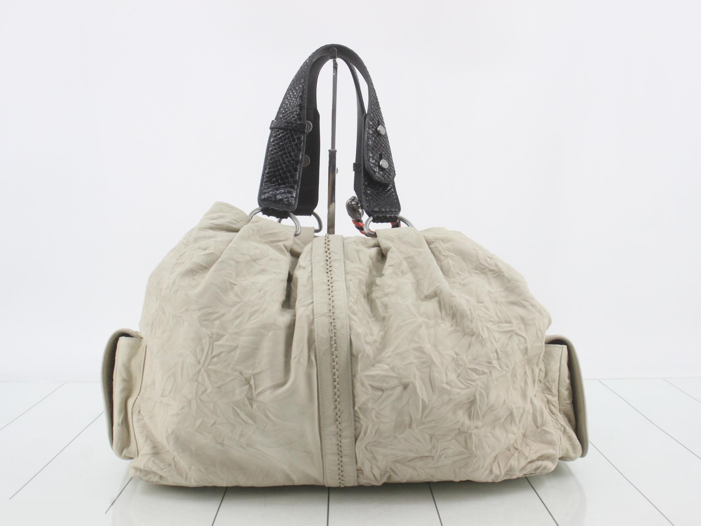 Wrinkled finish Leoni leather python tote bag — view 2