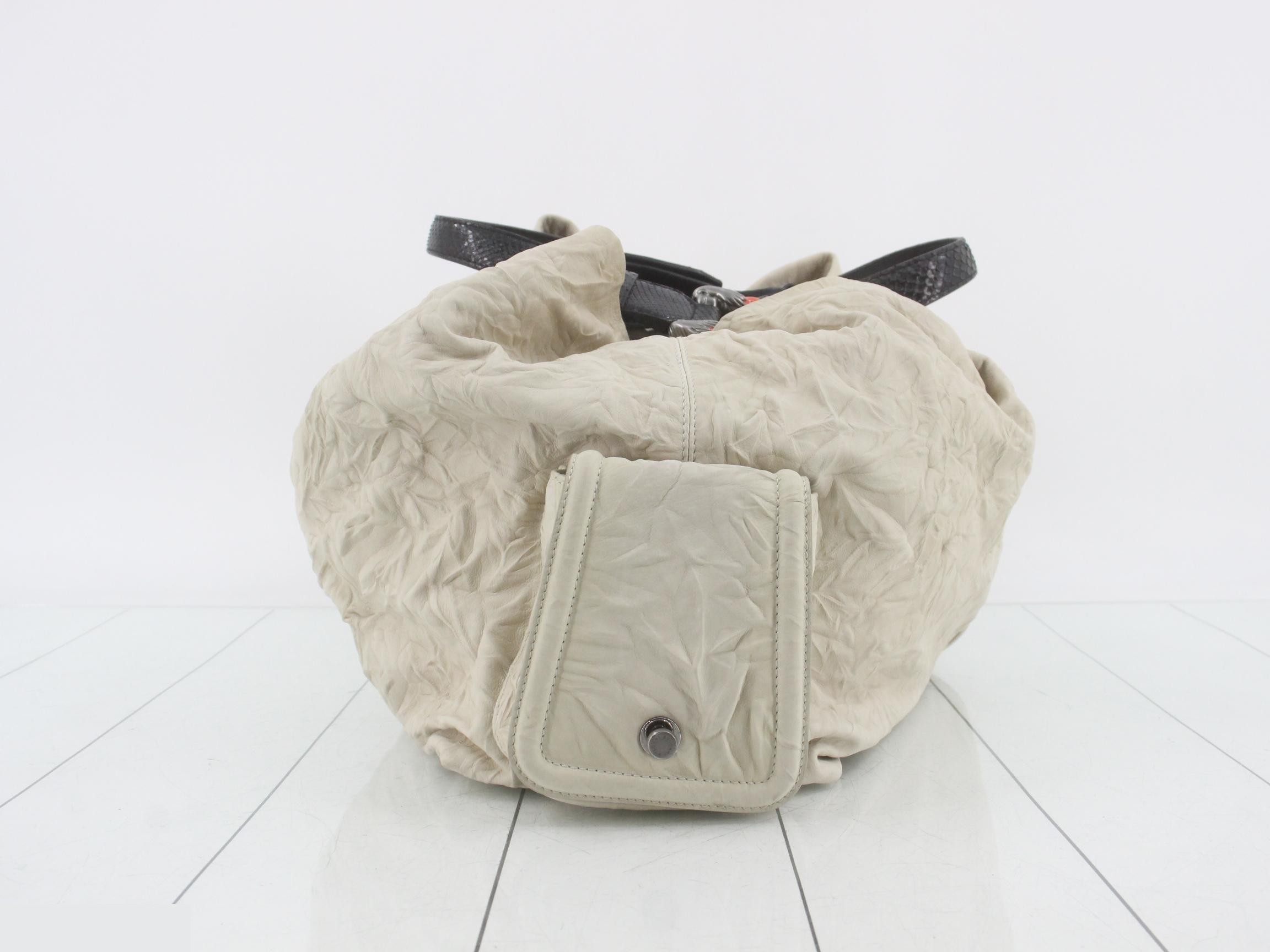 Wrinkled finish Leoni leather python tote bag — view 4