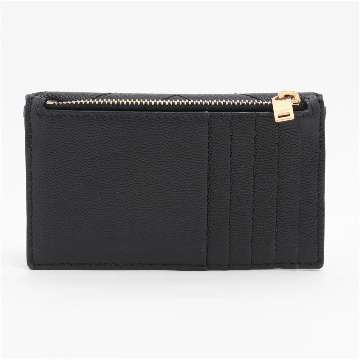 V-stitch YSL logo 612808 Leather Coin Case Black — view 2