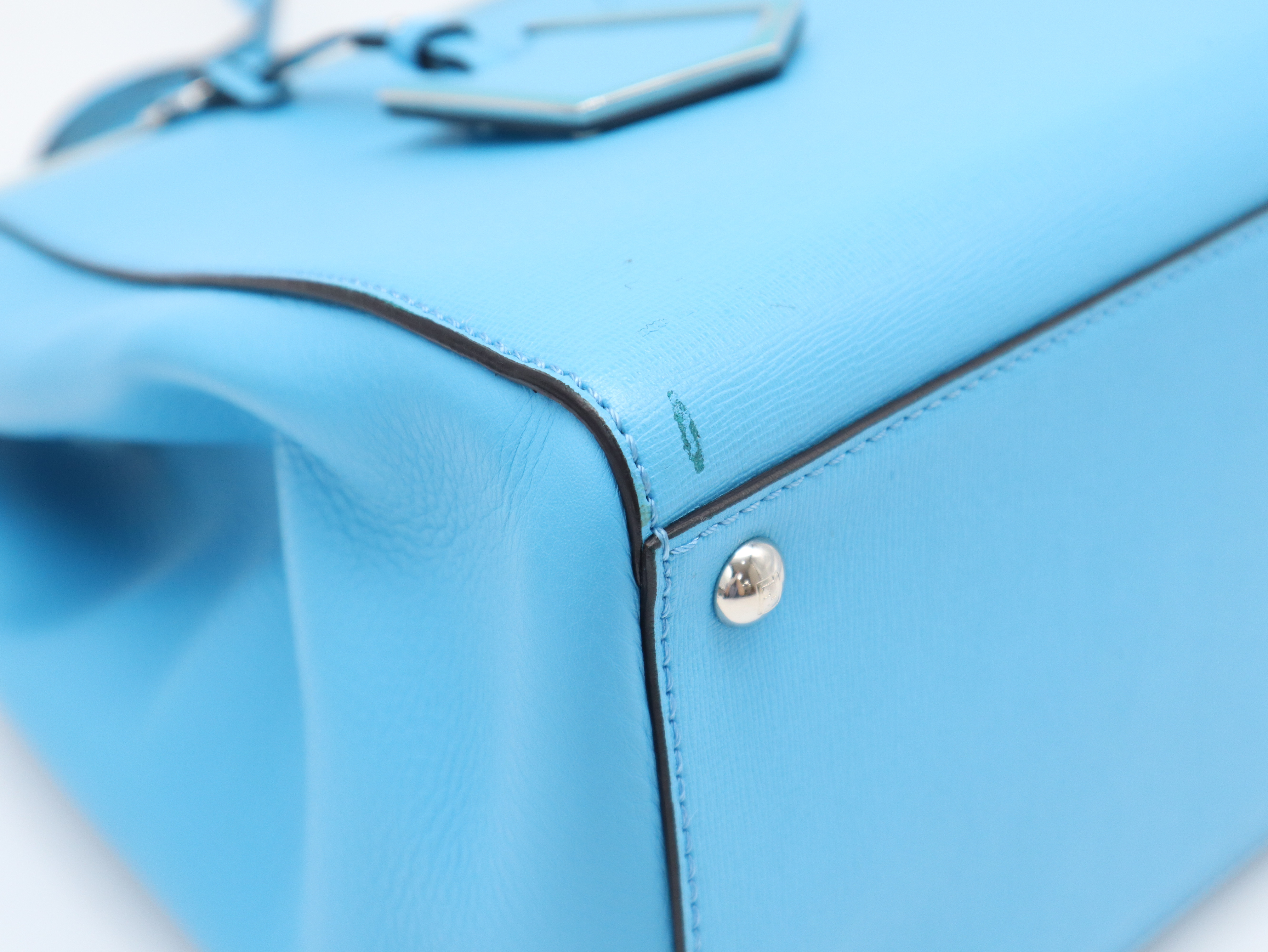Toujours Satchel Bag, Leather, Blue, with Dust Bag, Handbag — view 11