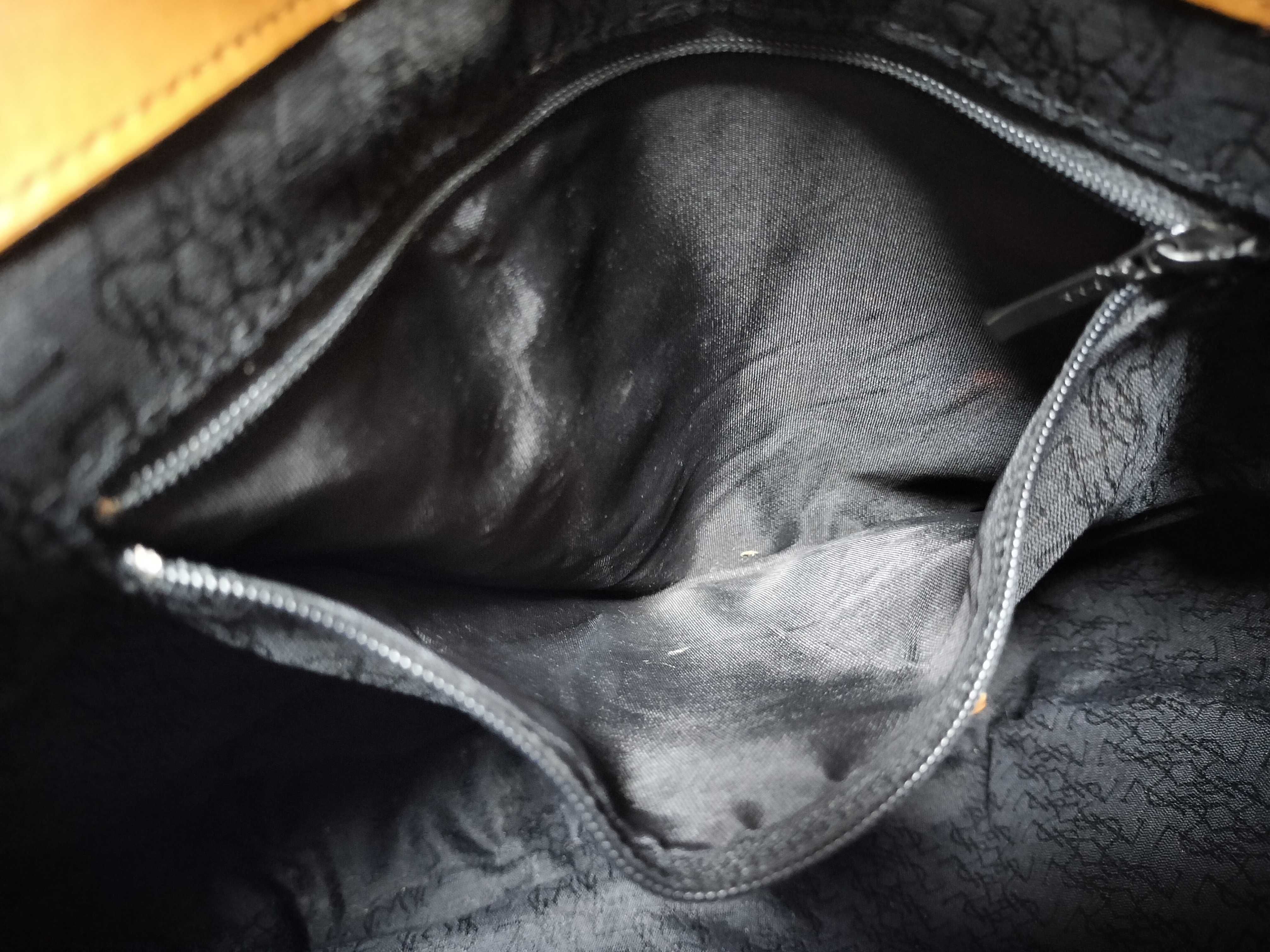 Canvas x Leather Black x Light Brown Drawstring Shoulder Bag — view 11