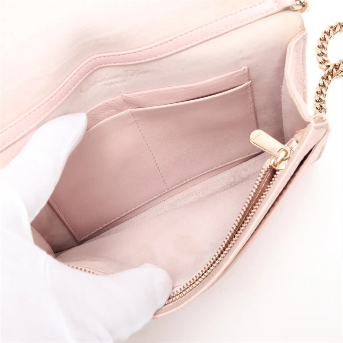 Diorama Leather Chain Wallet Pink — view 6