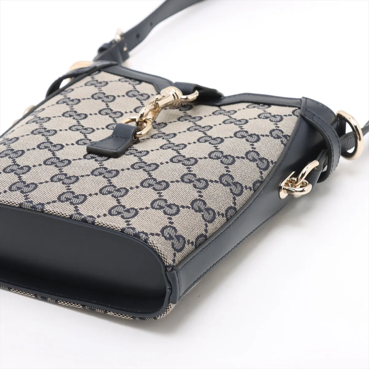 GG Canvas Mini Bucket Bag Canvas x Leather Shoulder Bag Navy 782919 — view 3