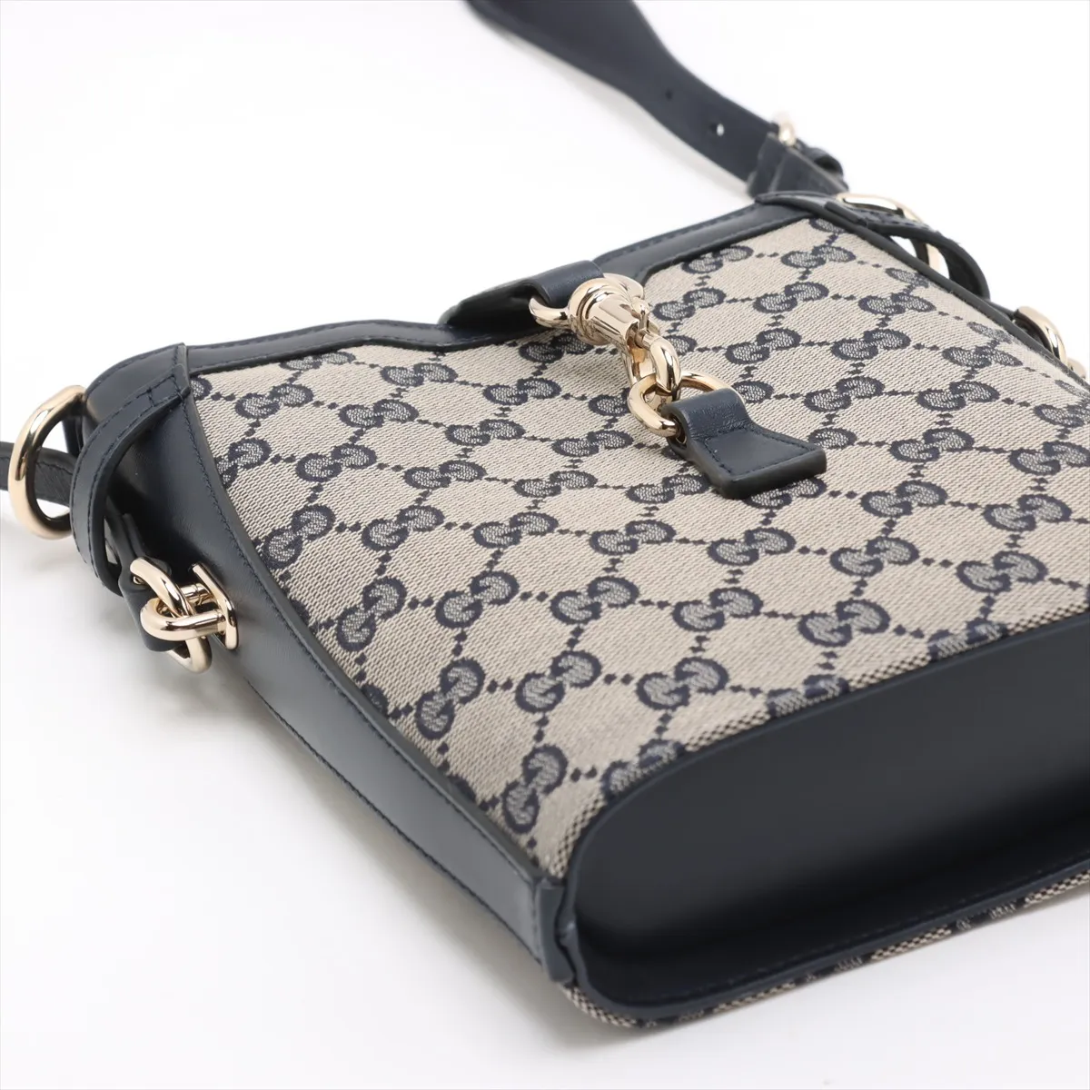 GG Canvas Mini Bucket Bag Canvas x Leather Shoulder Bag Navy 782919 — view 4