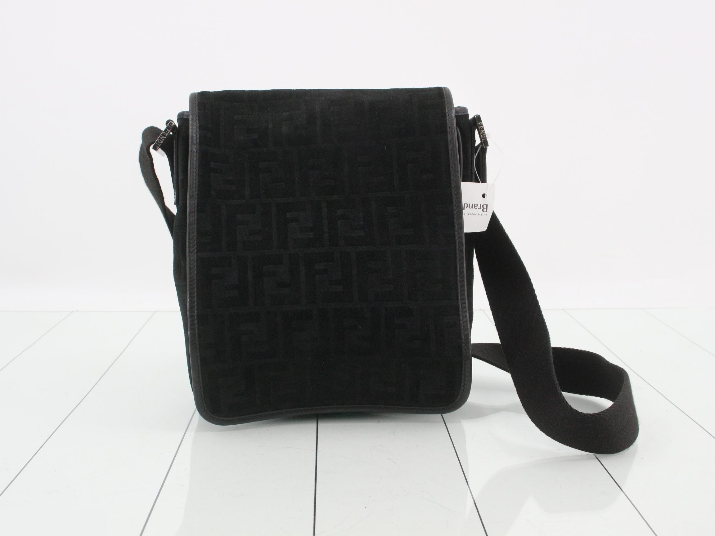 Shoulder bag, black, suede