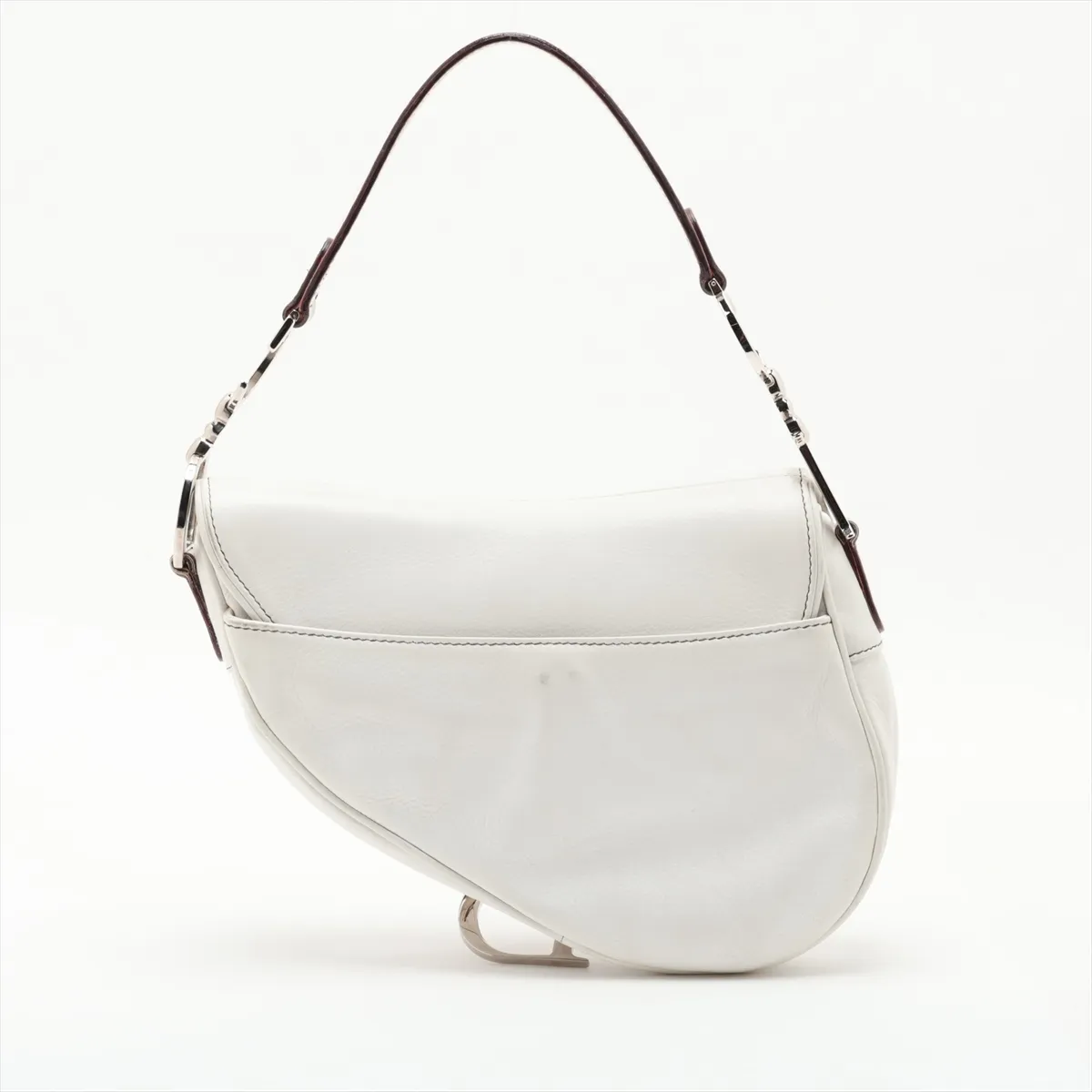 Saddle Leather Shoulder Bag, White — view 2