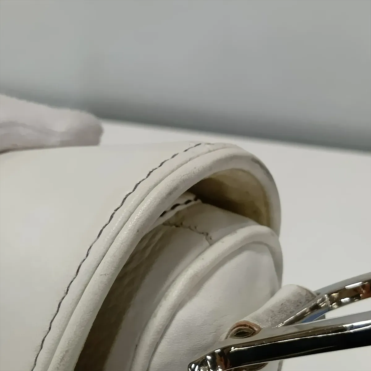 Saddle Leather Shoulder Bag, White — view 14