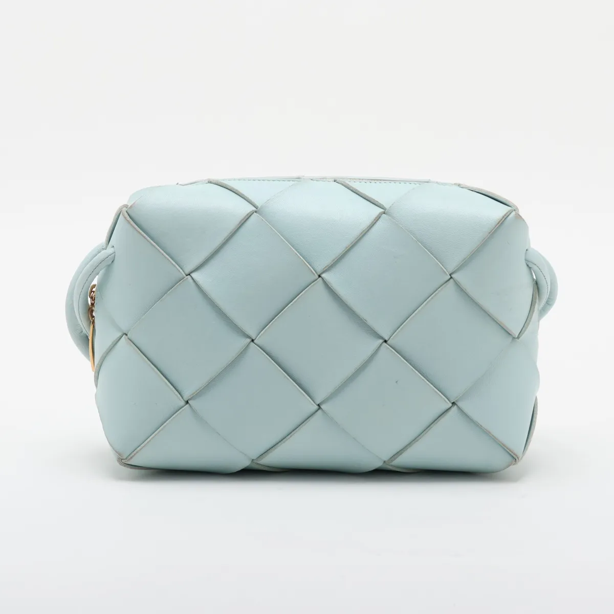 Maxi Intrecciato Loop Small Leather Shoulder Bag, Blue — view 2
