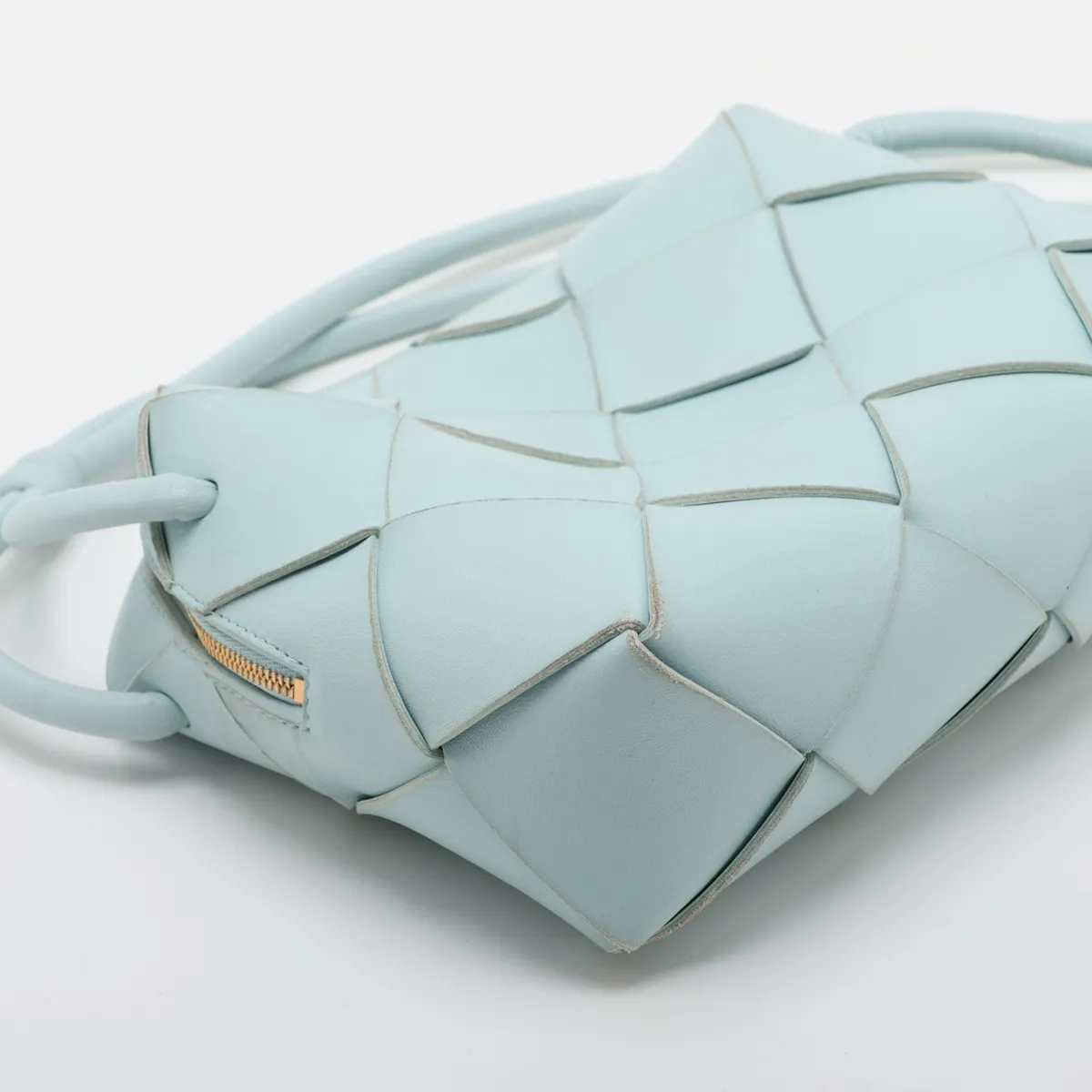 Maxi Intrecciato Loop Small Leather Shoulder Bag, Blue — view 4
