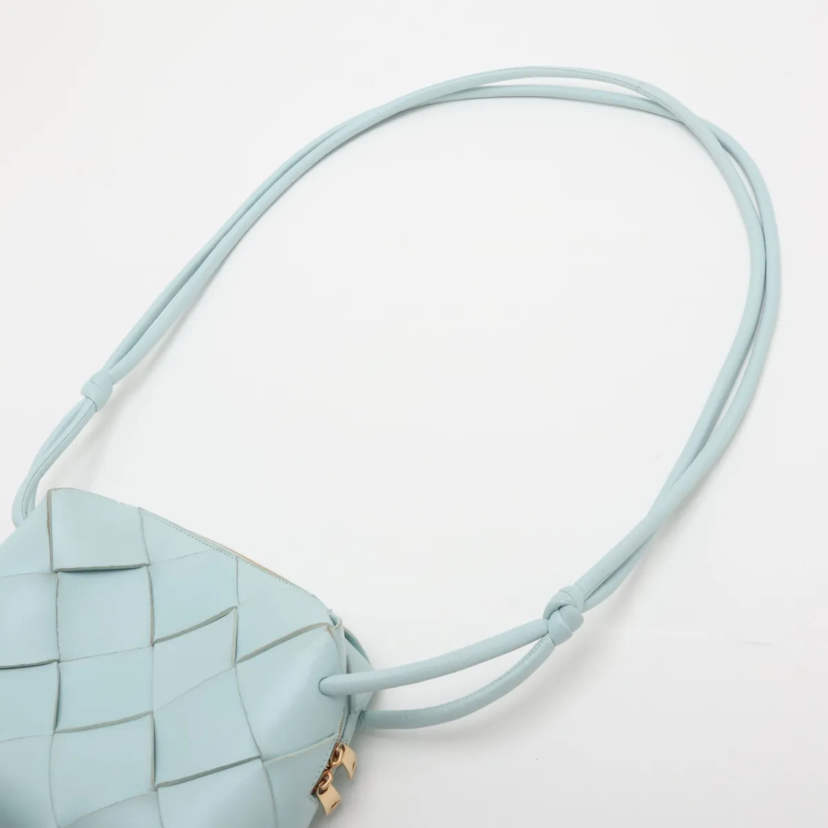Maxi Intrecciato Loop Small Leather Shoulder Bag, Blue — view 5