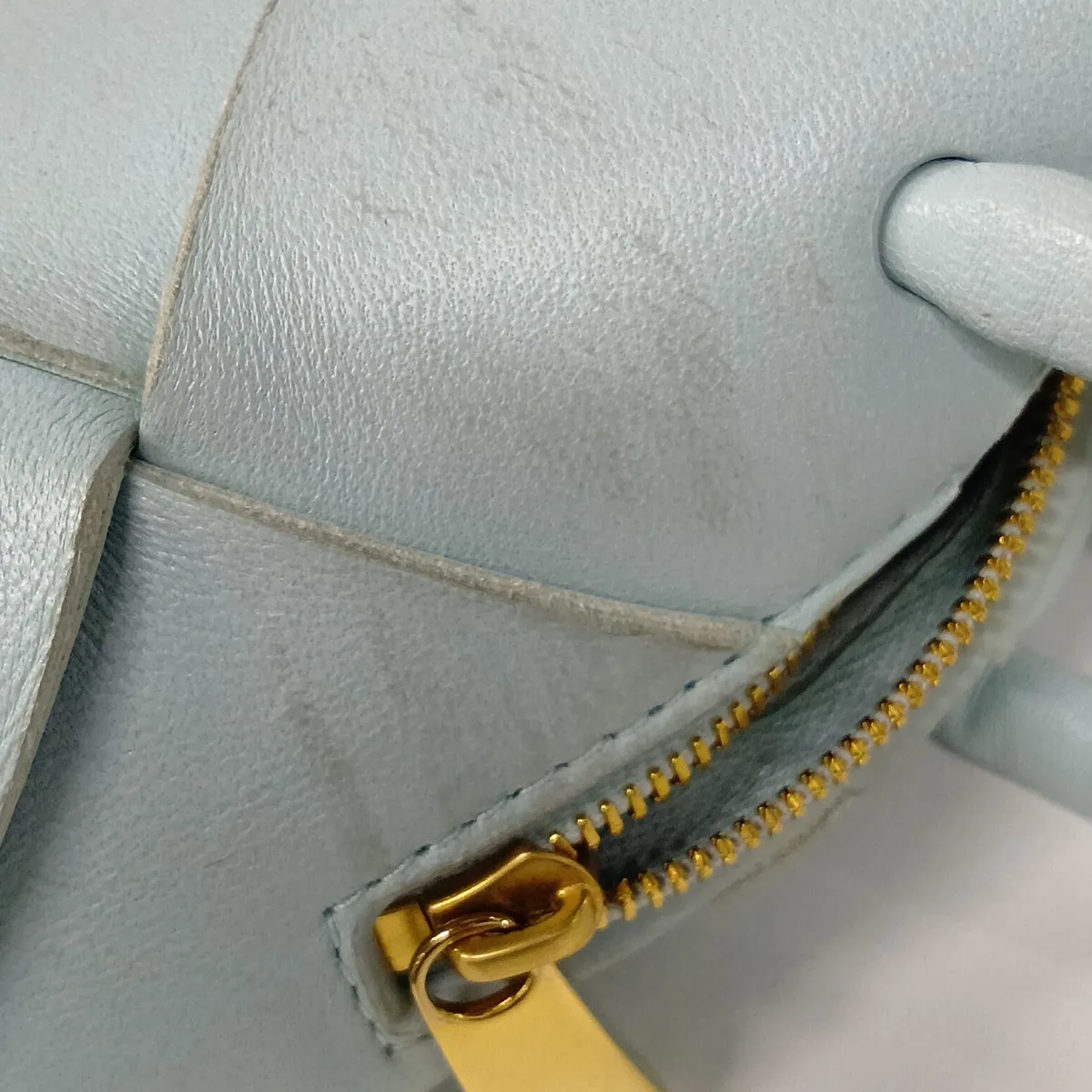 Maxi Intrecciato Loop Small Leather Shoulder Bag, Blue — view 8