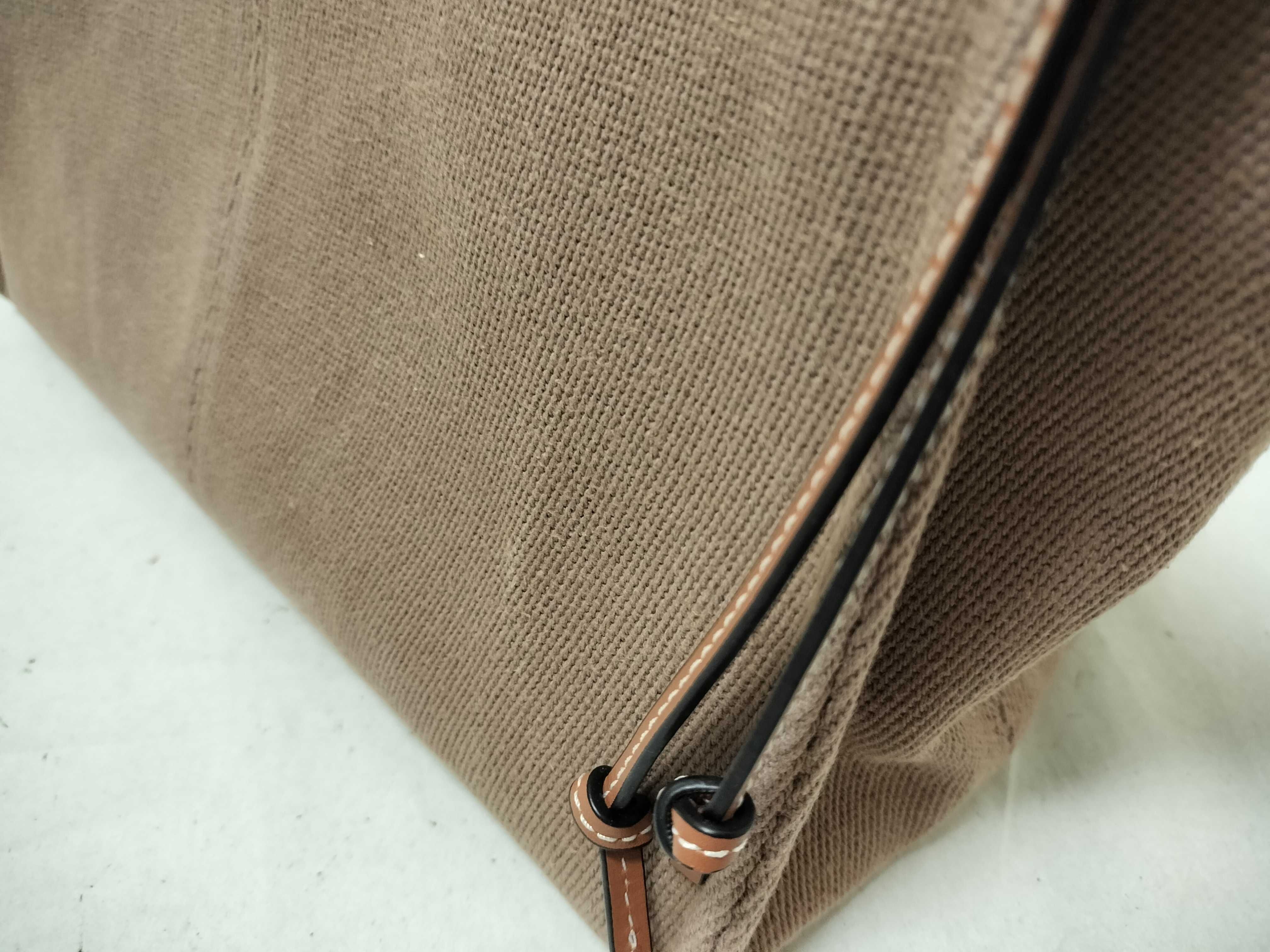 Cushion Canvas x Leather Tote Bag, Brown Tote Bag — view 15