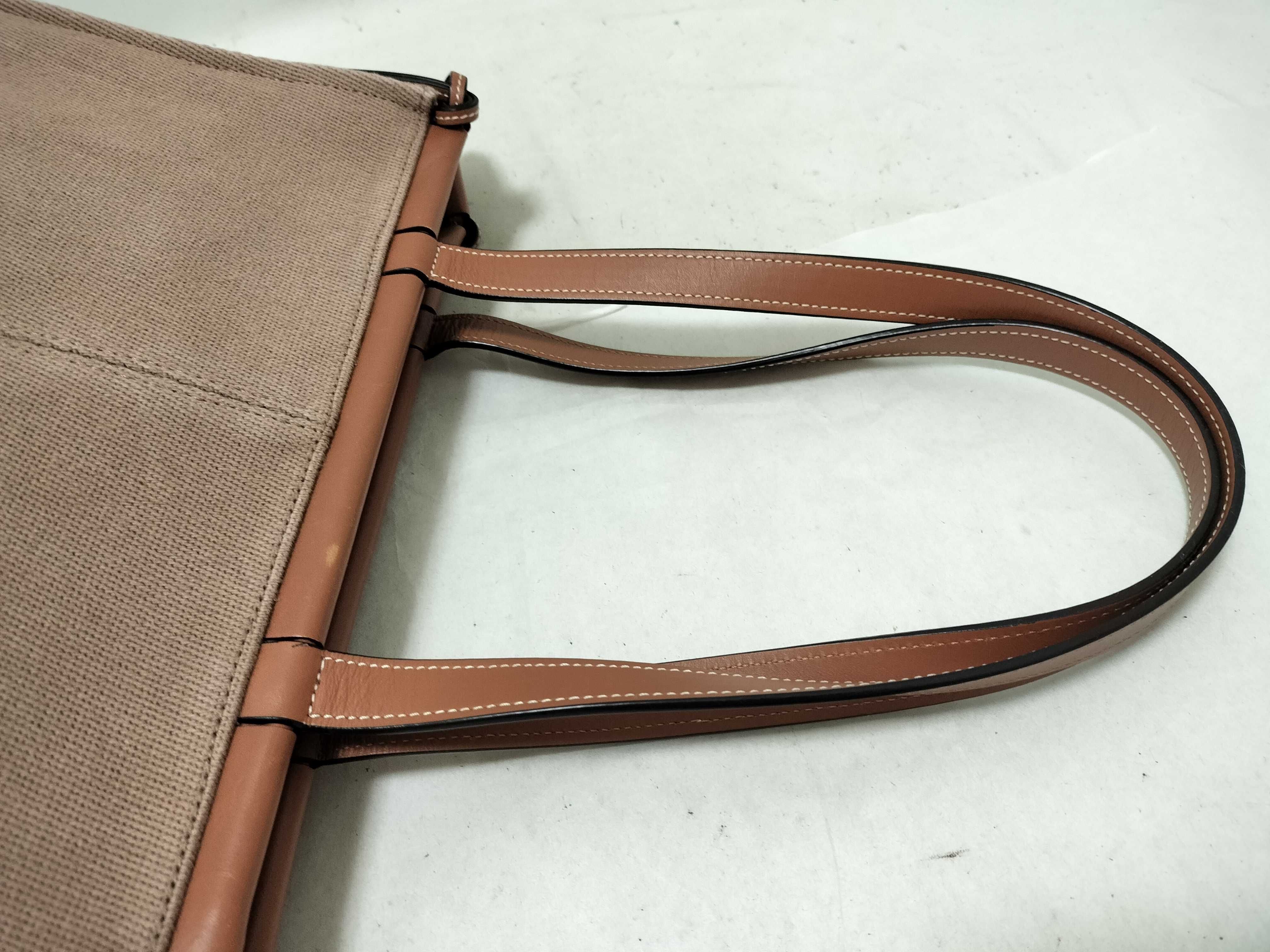 Cushion Canvas x Leather Tote Bag, Brown Tote Bag — view 3