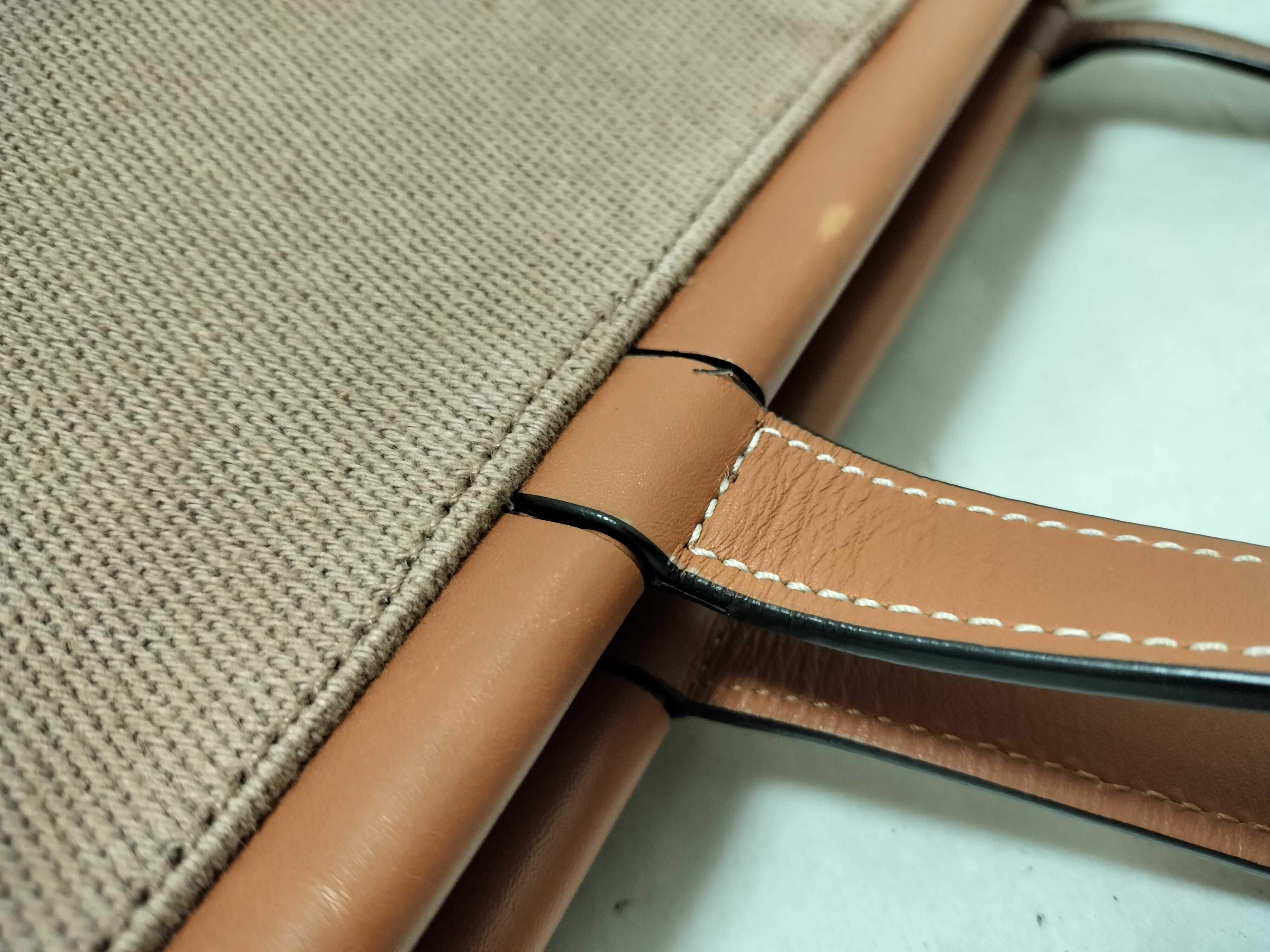 Cushion Canvas x Leather Tote Bag, Brown Tote Bag — view 5