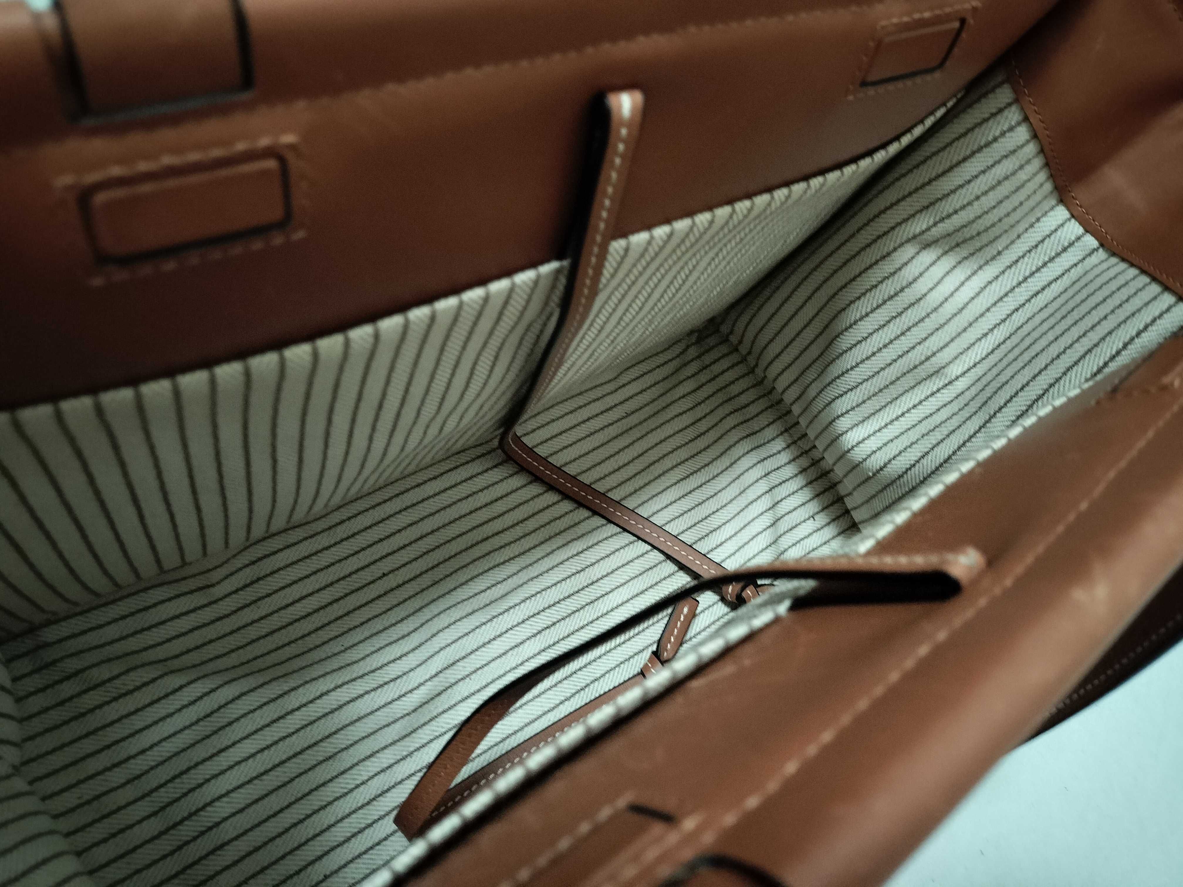 Cushion Canvas x Leather Tote Bag, Brown Tote Bag — view 9