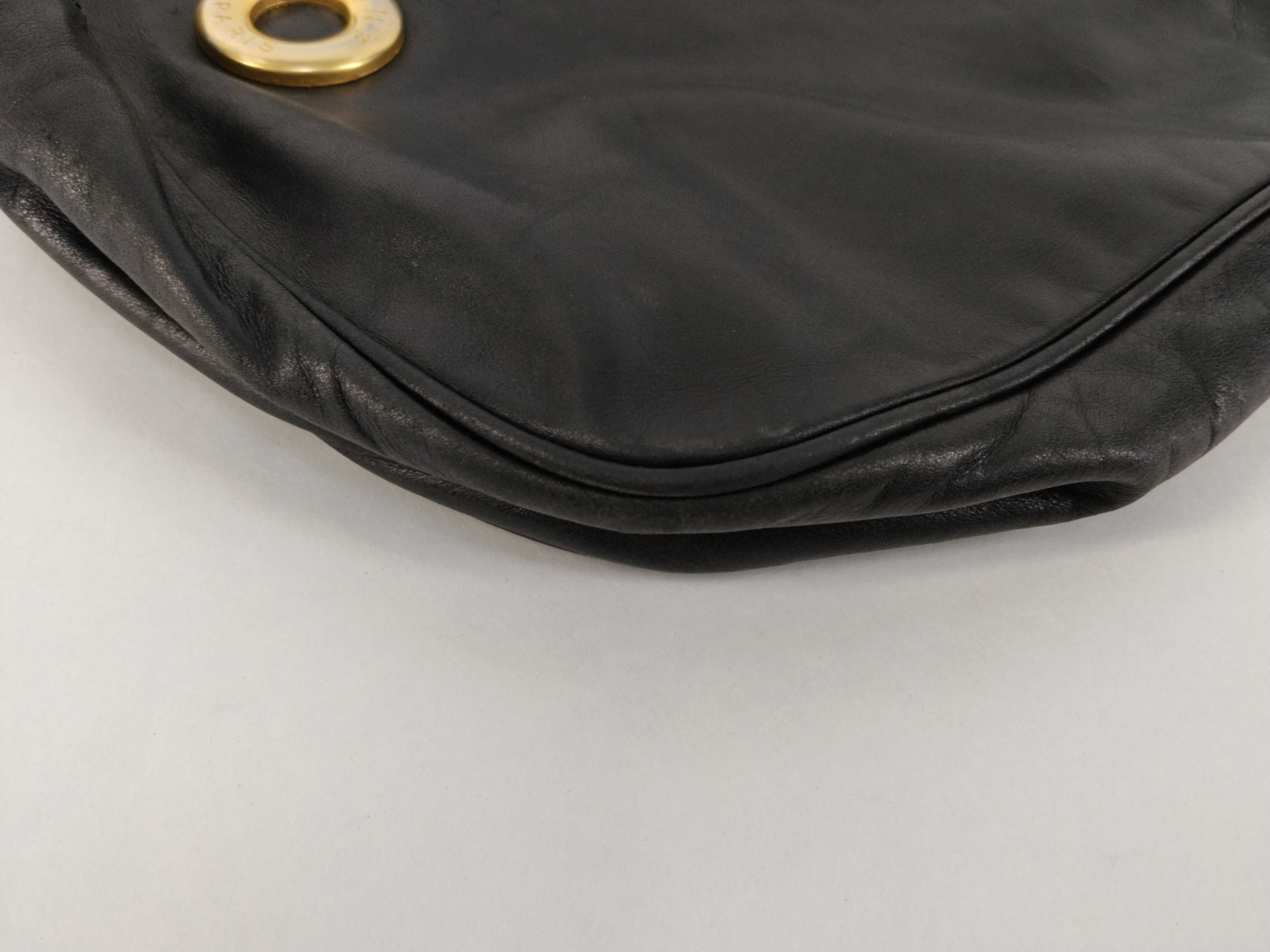 Leather Circle Logo One-Shoulder Bag, Black Shoulder Bag — view 6