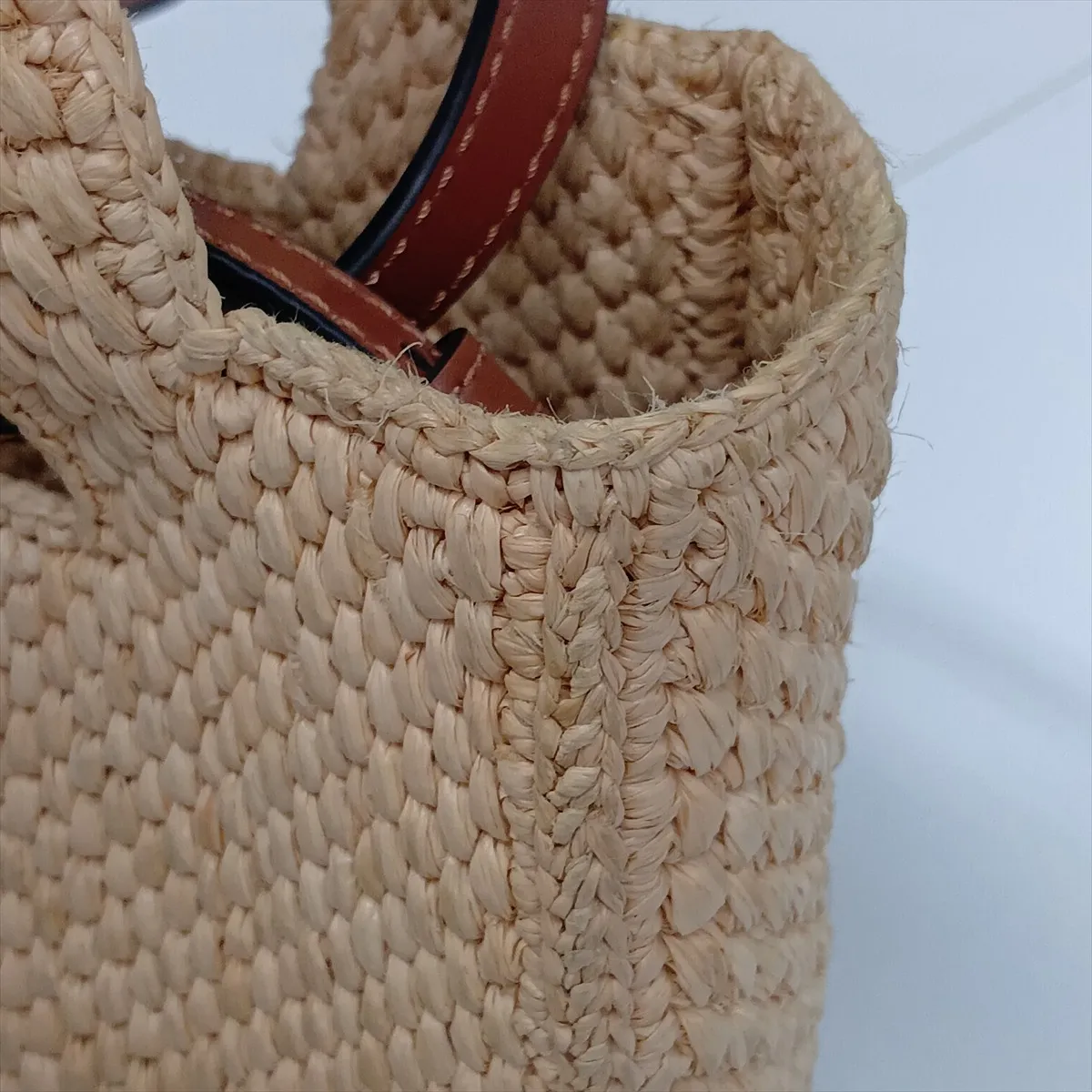 Font Tote Mini Raffia x Leather 2-Way Handbag Brown — view 14
