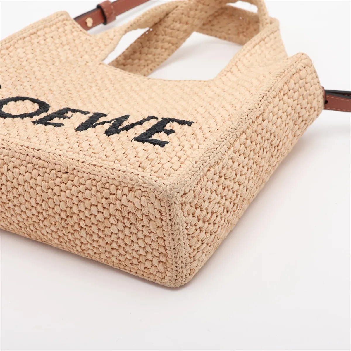 Font Tote Mini Raffia x Leather 2-Way Handbag Brown — view 3