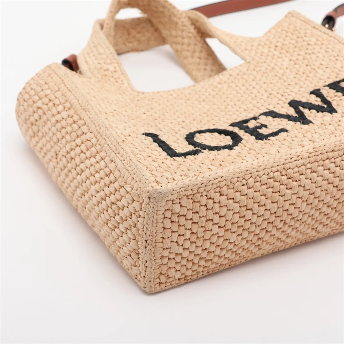 Font Tote Mini Raffia x Leather 2-Way Handbag Brown — view 4