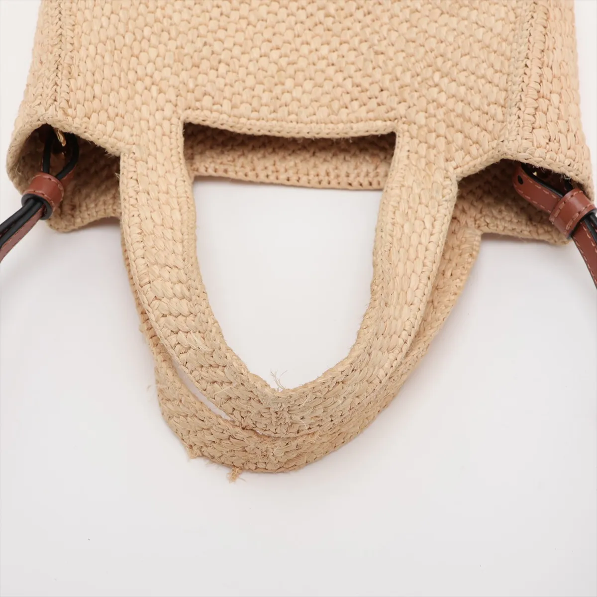 Font Tote Mini Raffia x Leather 2-Way Handbag Brown — view 5