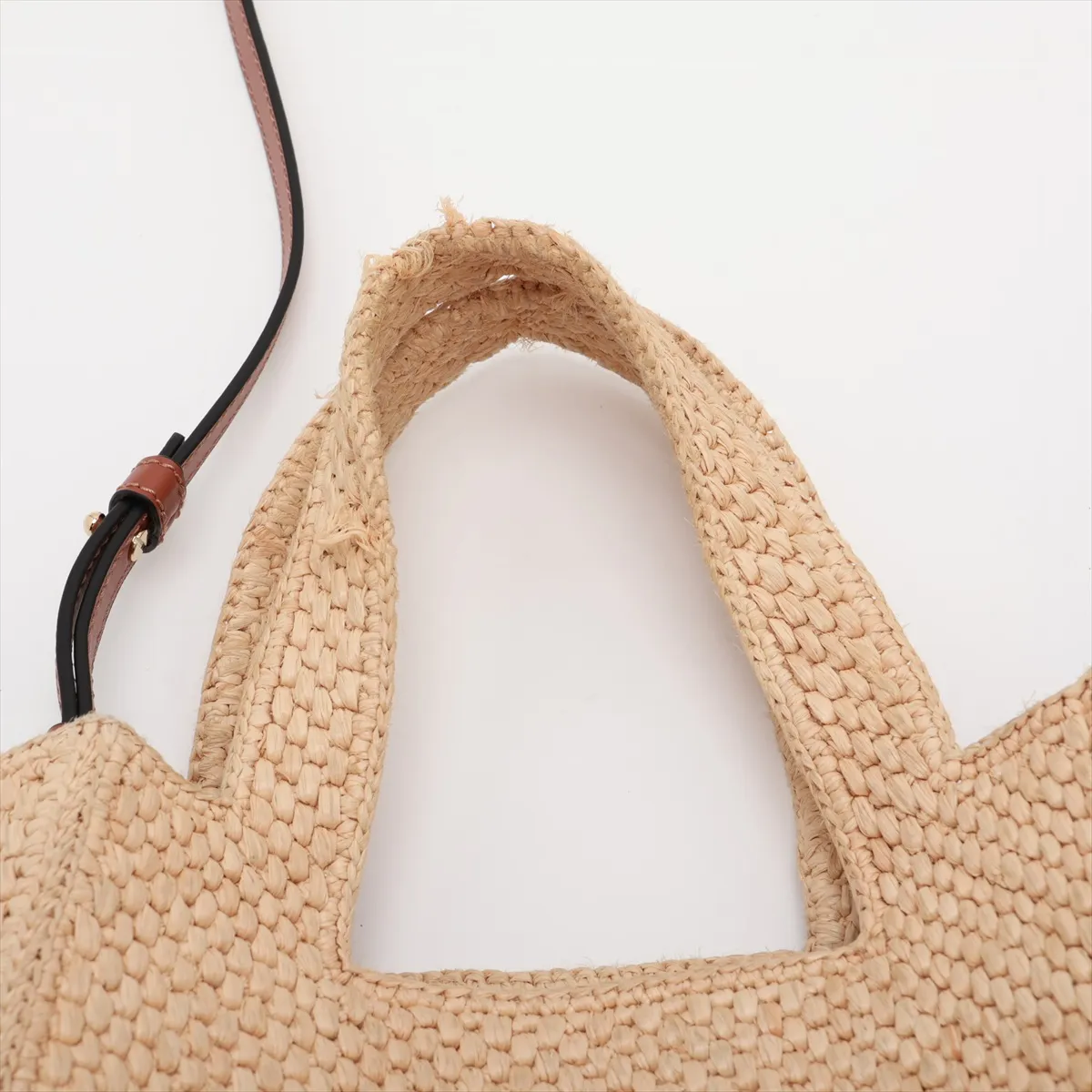 Font Tote Mini Raffia x Leather 2-Way Handbag Brown — view 6
