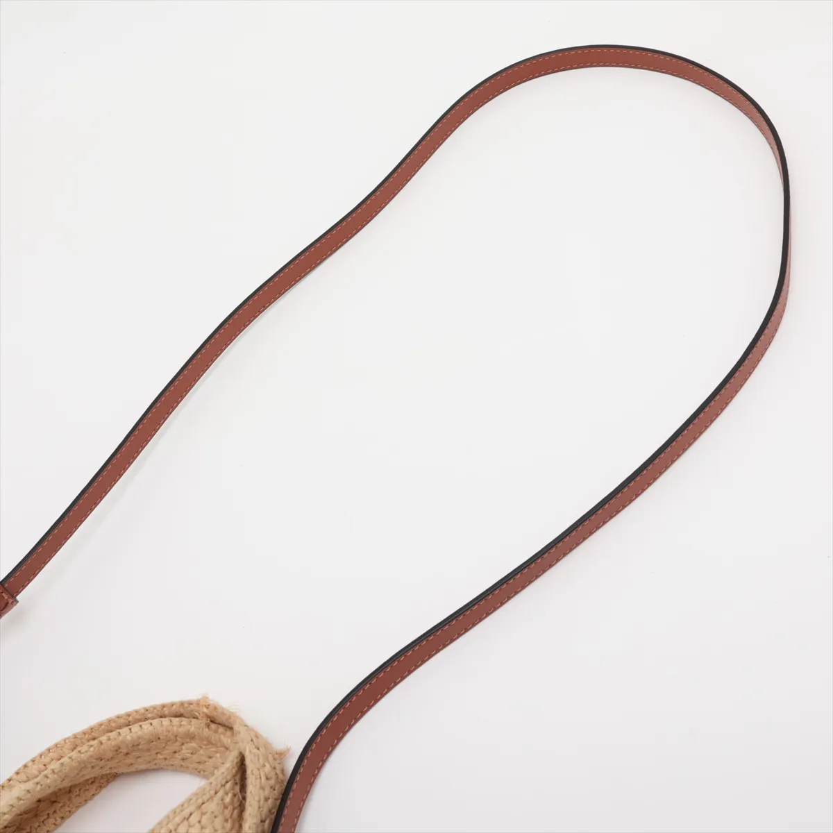 Font Tote Mini Raffia x Leather 2-Way Handbag Brown — view 7