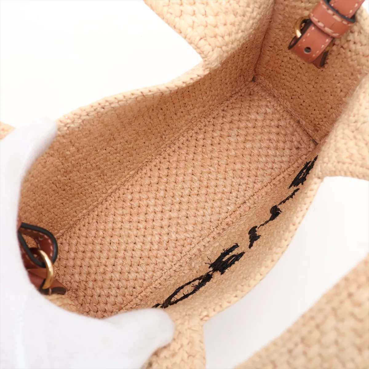 Font Tote Mini Raffia x Leather 2-Way Handbag Brown — view 8