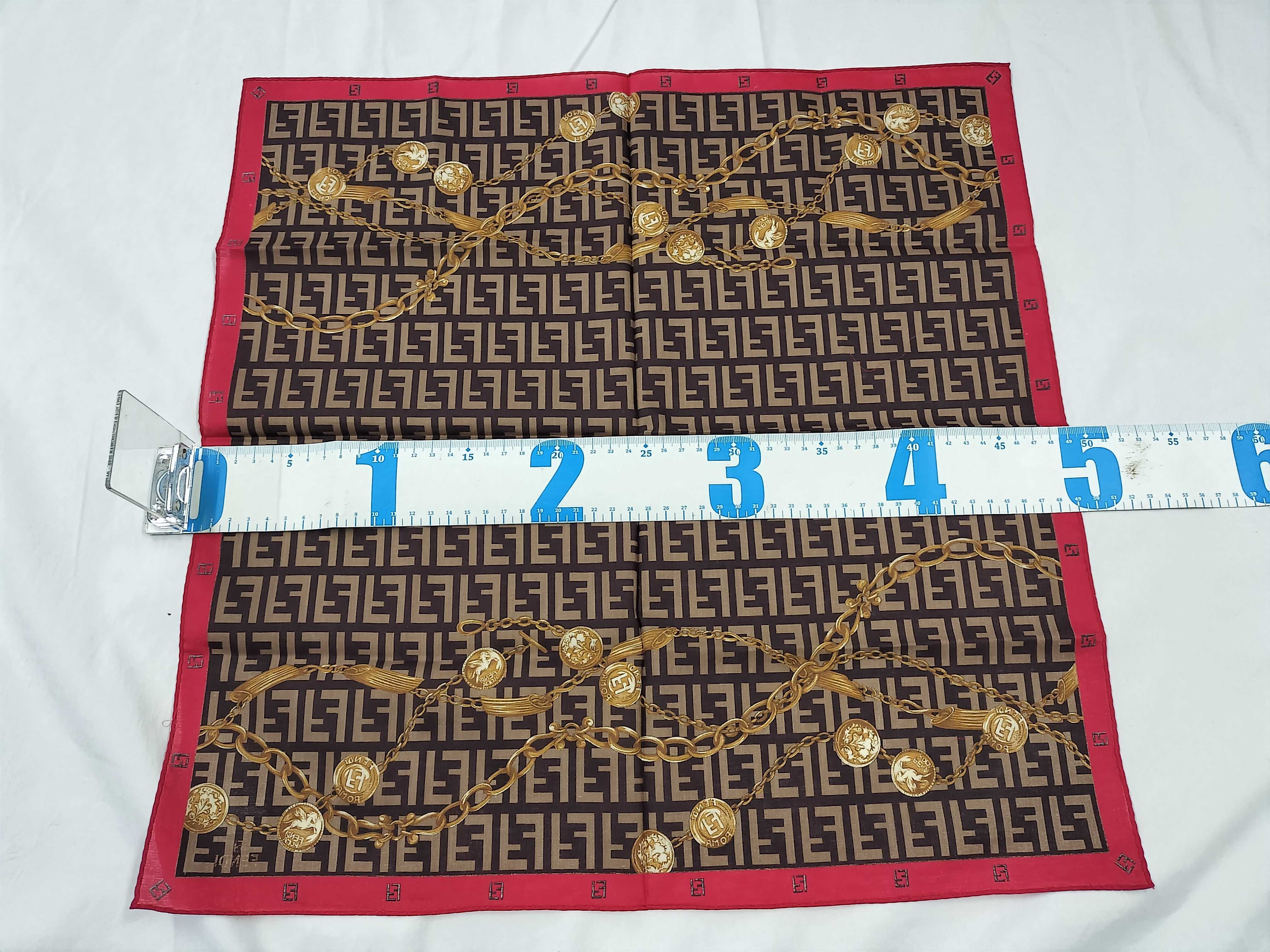 Zucca pattern Fendi handkerchief scarf with sticker FF Zucca all-over pattern chain red Other accessories — view 2