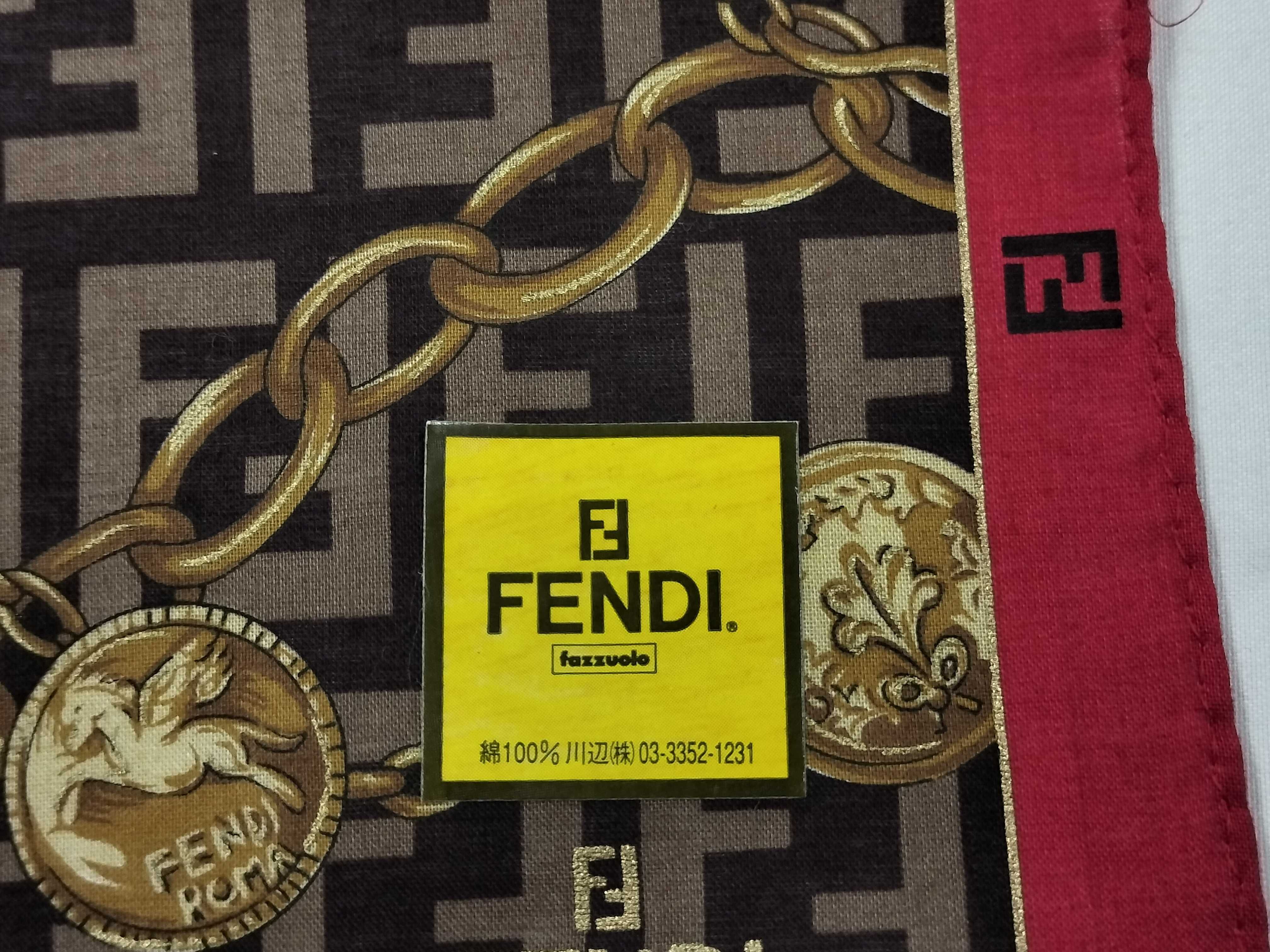 Zucca pattern Fendi handkerchief scarf with sticker FF Zucca all-over pattern chain red Other accessories — view 3