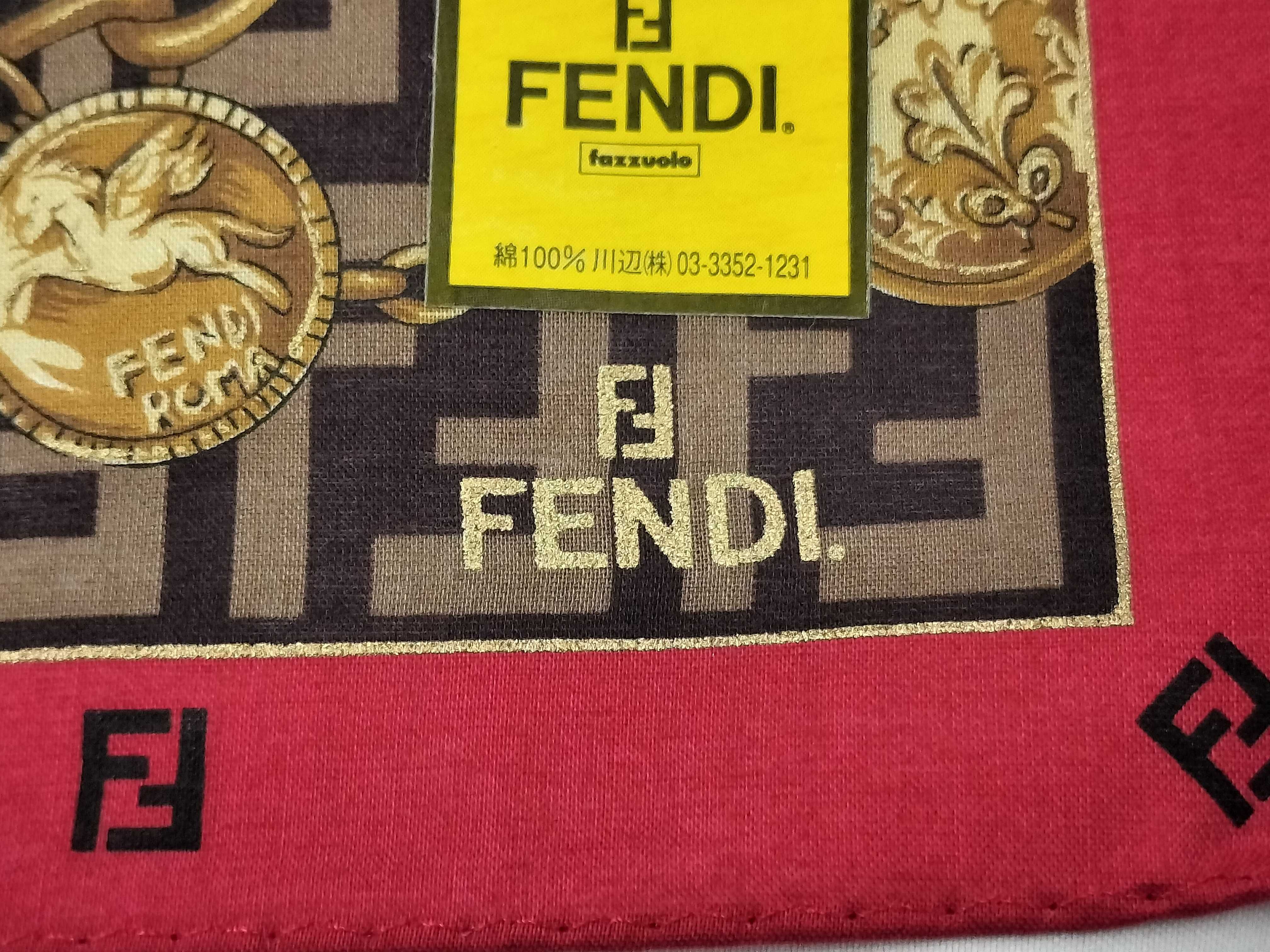 Zucca pattern Fendi handkerchief scarf with sticker FF Zucca all-over pattern chain red Other accessories — view 4