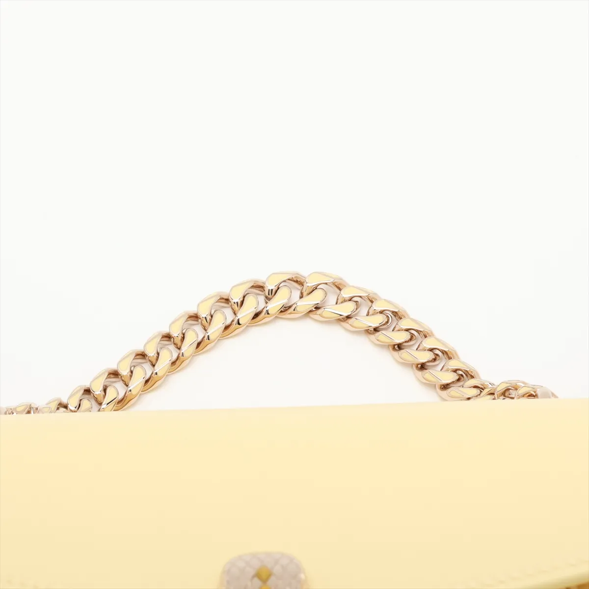 Serpenti Leather 2-Way Shoulder Bag, Yellow, with Mirror — view 6