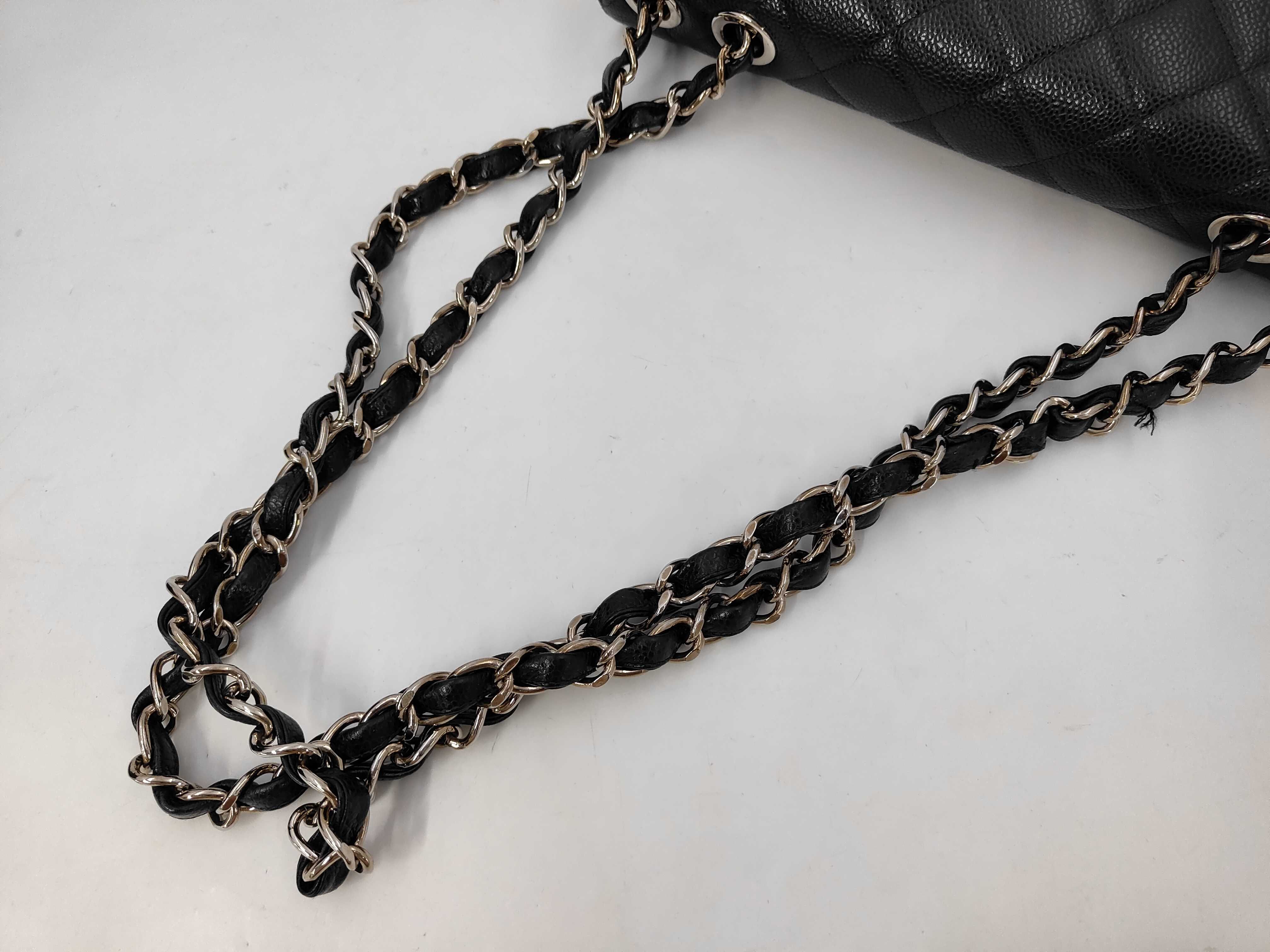 Caviar Skin Matelassé Double Chain Shoulder Bag (with guarantee card) — view 3