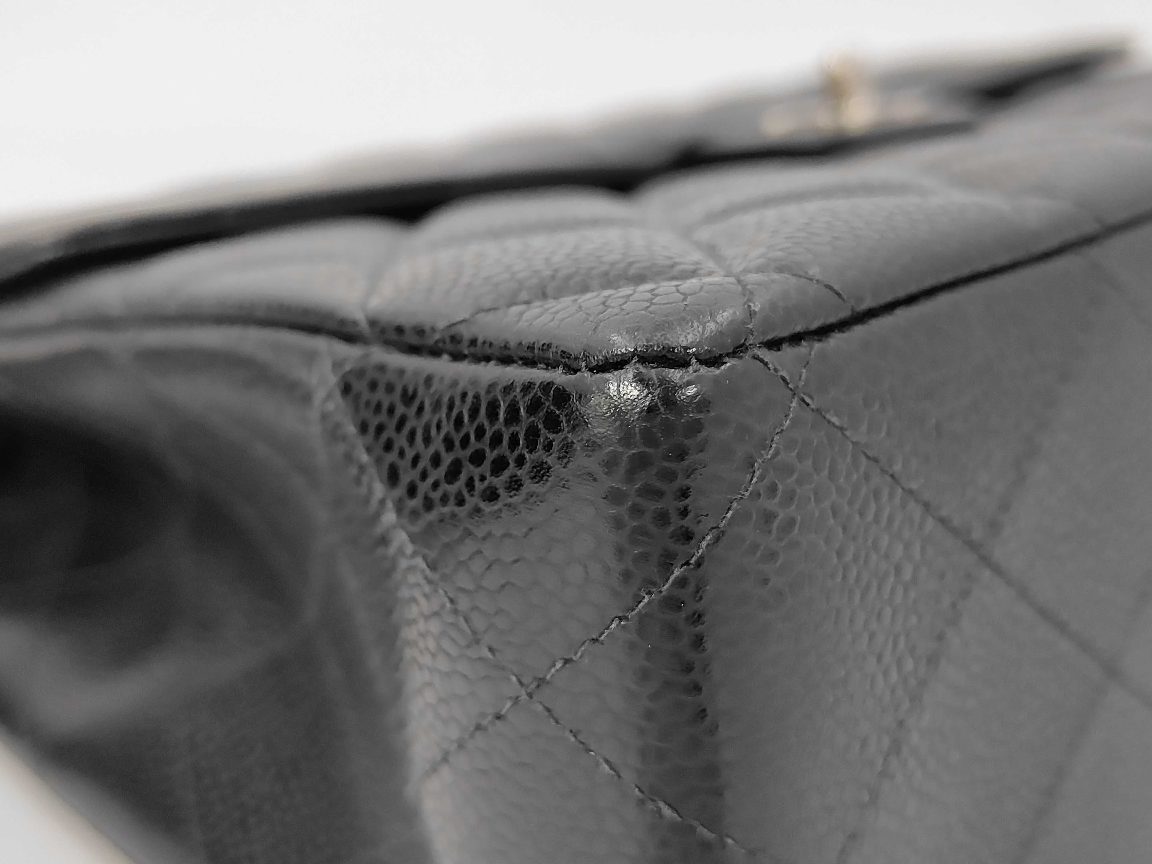 Caviar Skin Matelassé Double Chain Shoulder Bag (with guarantee card) — view 5