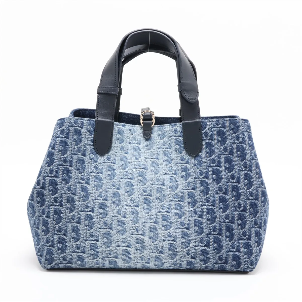 Oblique Toujours Denim x Leather Handbag, Blue — view 2