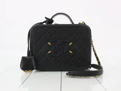 CC Filigree Caviar Skin 2-Way Vanity Case