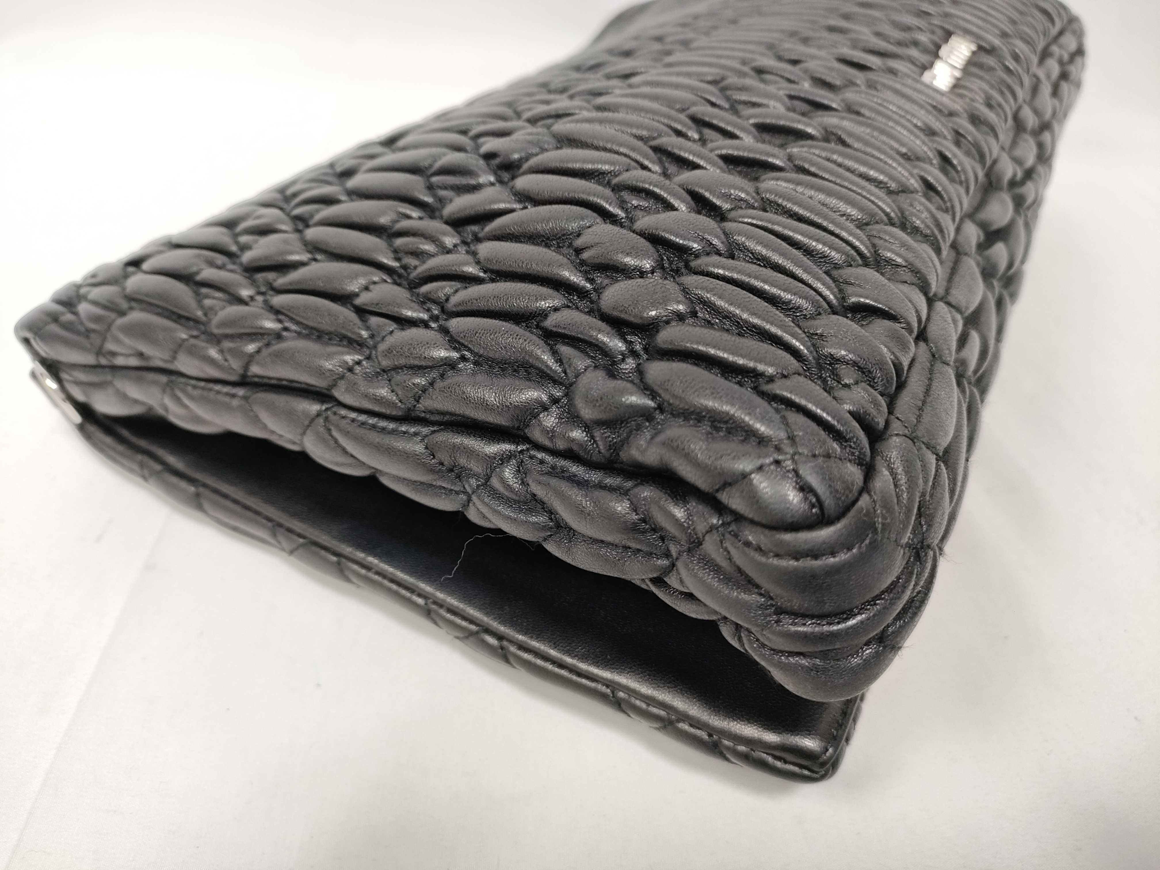 Crystal Black Wrinkled Lamb Leather Big Stone Chain Bag Shoulder Bag — view 5