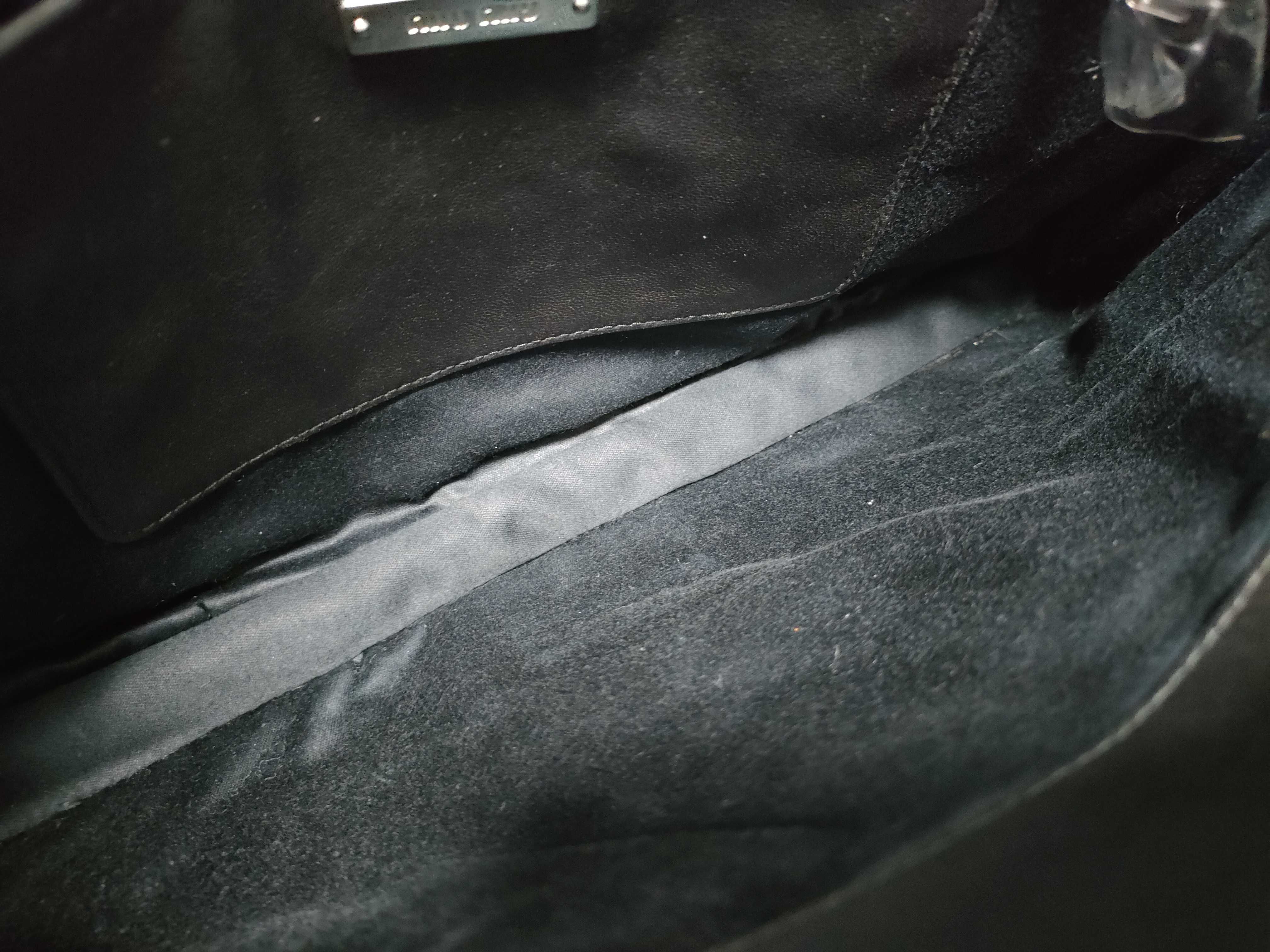 Crystal Black Wrinkled Lamb Leather Big Stone Chain Bag Shoulder Bag — view 10