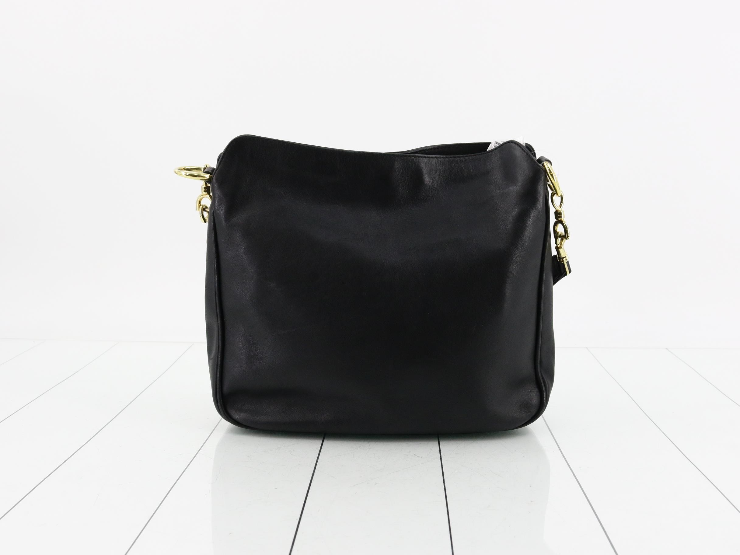 Leather shoulder bag, black — view 2