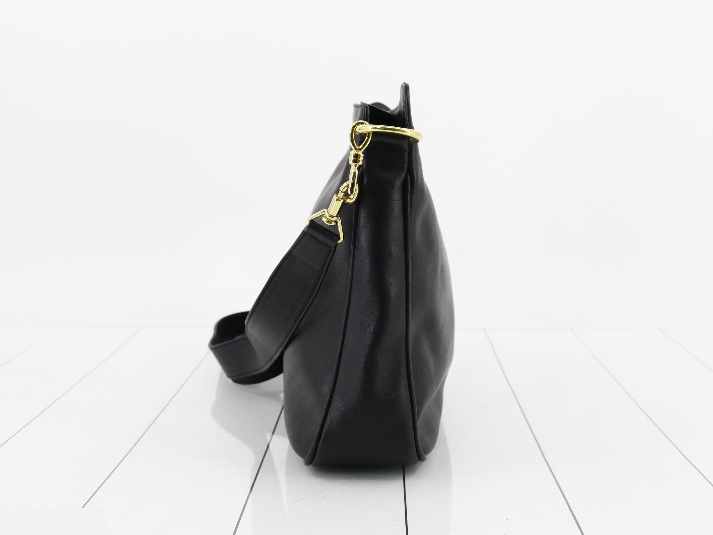 Leather shoulder bag, black — view 3