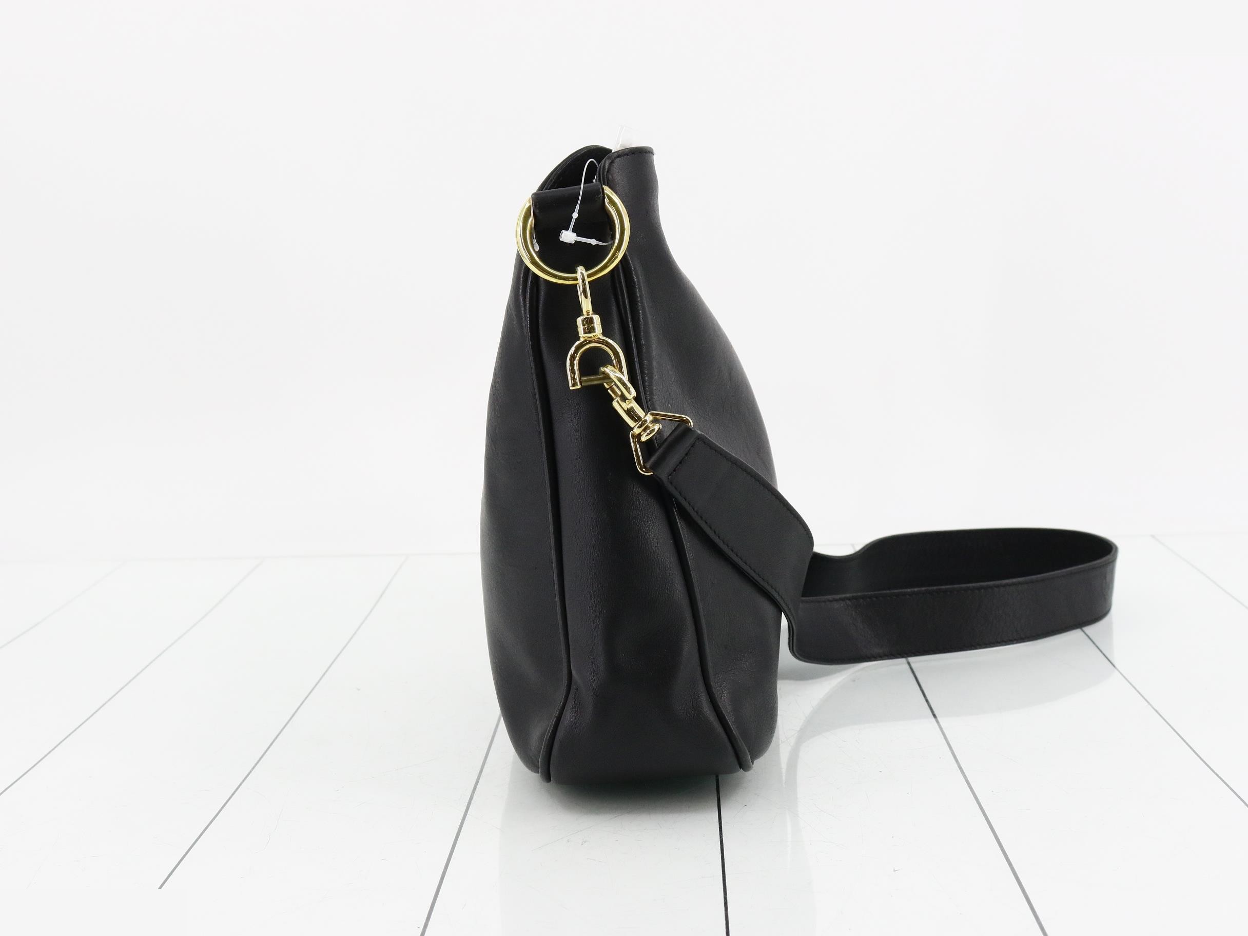 Leather shoulder bag, black — view 4