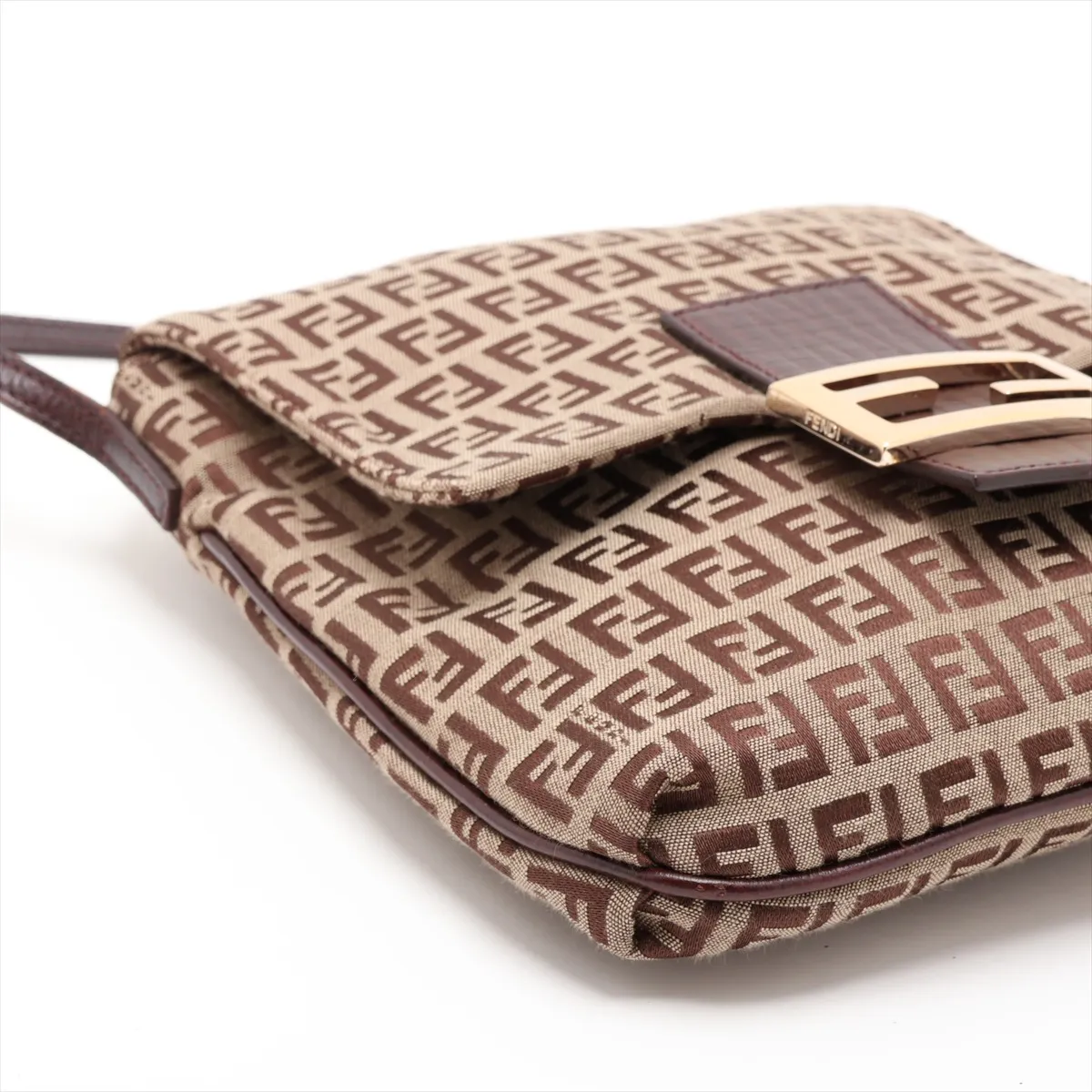 Zucchino Canvas x Leather Shoulder Bag, Beige x Brown, 8BT075 — view 4