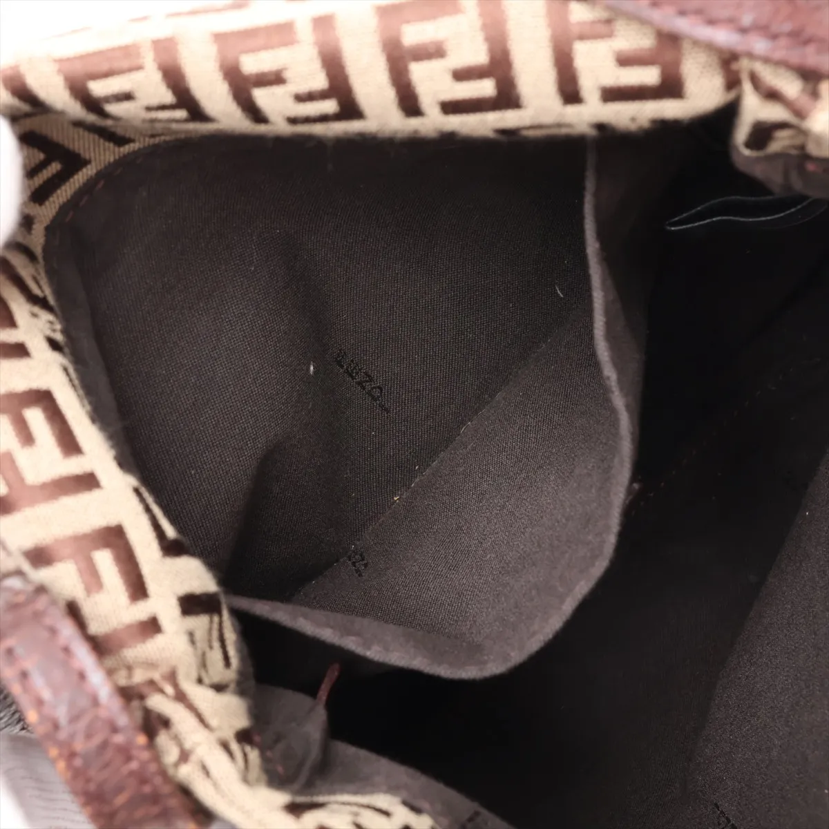 Zucchino Canvas x Leather Shoulder Bag, Beige x Brown, 8BT075 — view 7