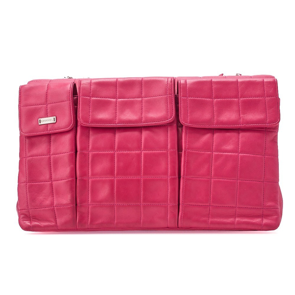 Lambskin Chocolate Bar 2.55 Lock Chain Shoulder Bag, Pink — view 2