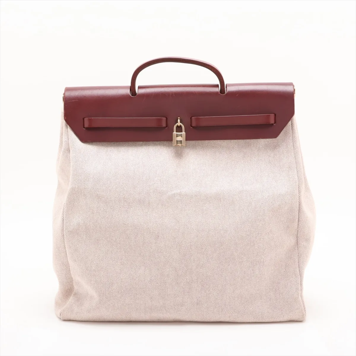 Herbag MM Toile H x Vache Hunter Beige x Brown Gold Hardware E: 2001 Missing stopper — view 2