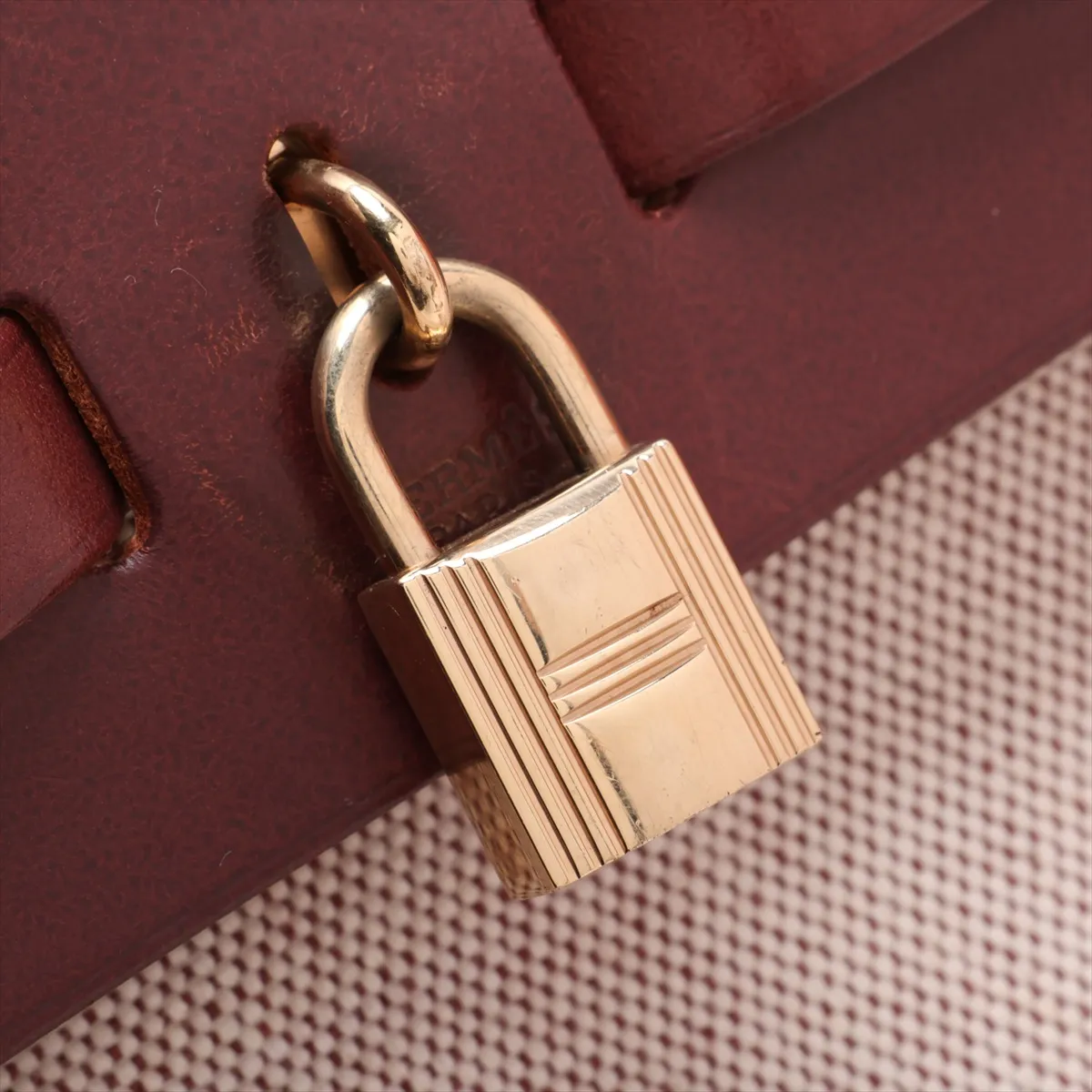 Herbag MM Toile H x Vache Hunter Beige x Brown Gold Hardware E: 2001 Missing stopper — view 11